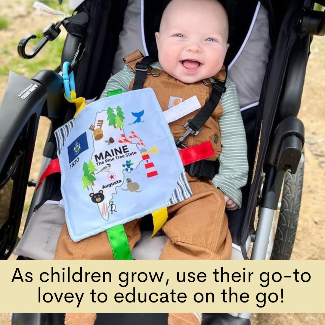 The Learning Lovey: Baby Jack & Co 8x8 Learning Lovey Washington State Tag Stroller Toy – BPA Free Clip