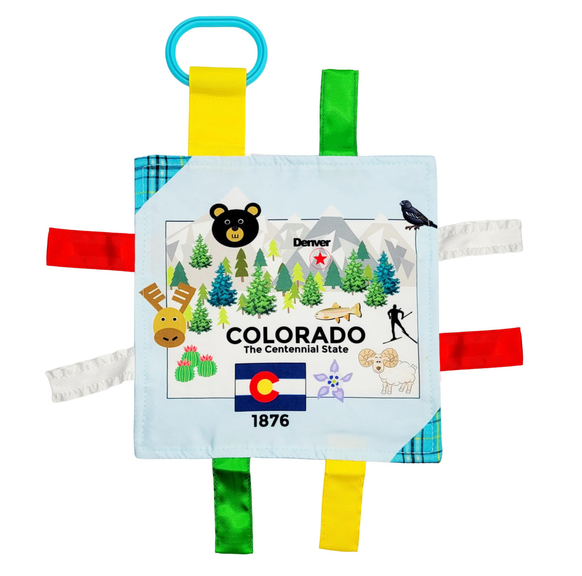 The Learning Lovey Baby Jack & Co 8x8 Colorado State Stroller Toy - Crinkle Sensory