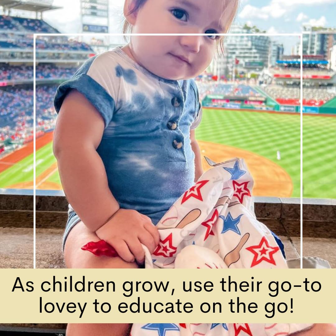 The Learning Lovey Baby Jack & Co. Sensory Lovey Blanket – Baseball 10x10