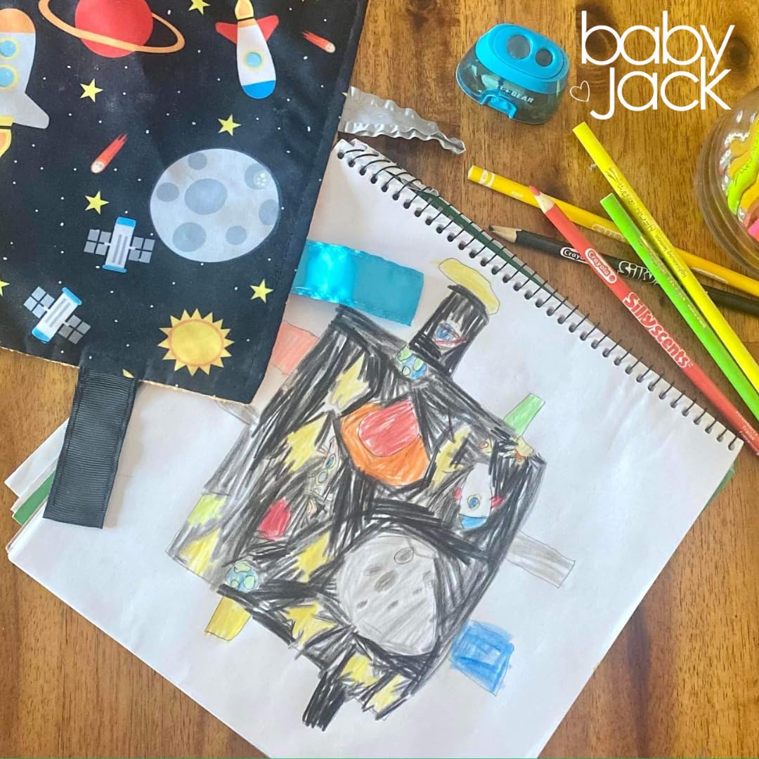 Baby Jack & Co 8x8 Outer Space Lovey Tag Toy – Crinkle, BPA Free, Stroller Clip | The Learning Lovey