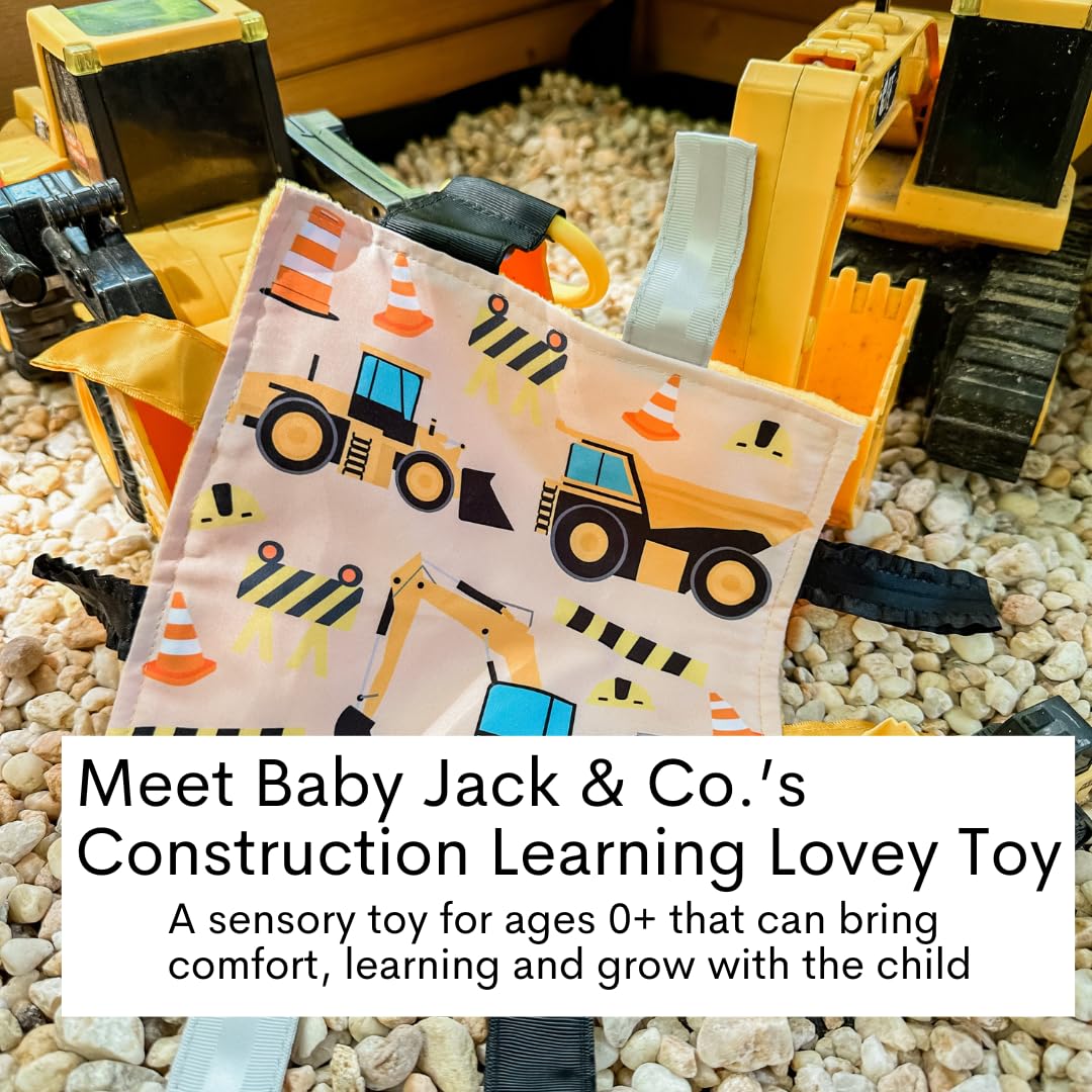The Learning Lovey: Baby Jack & Co 8x8 Construction Lovey Tag Toy