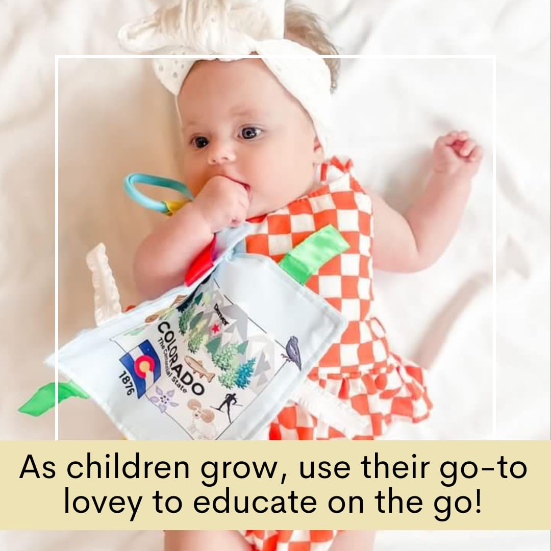 The Learning Lovey Baby Jack & Co 8x8 Colorado State Stroller Toy - Crinkle Sensory