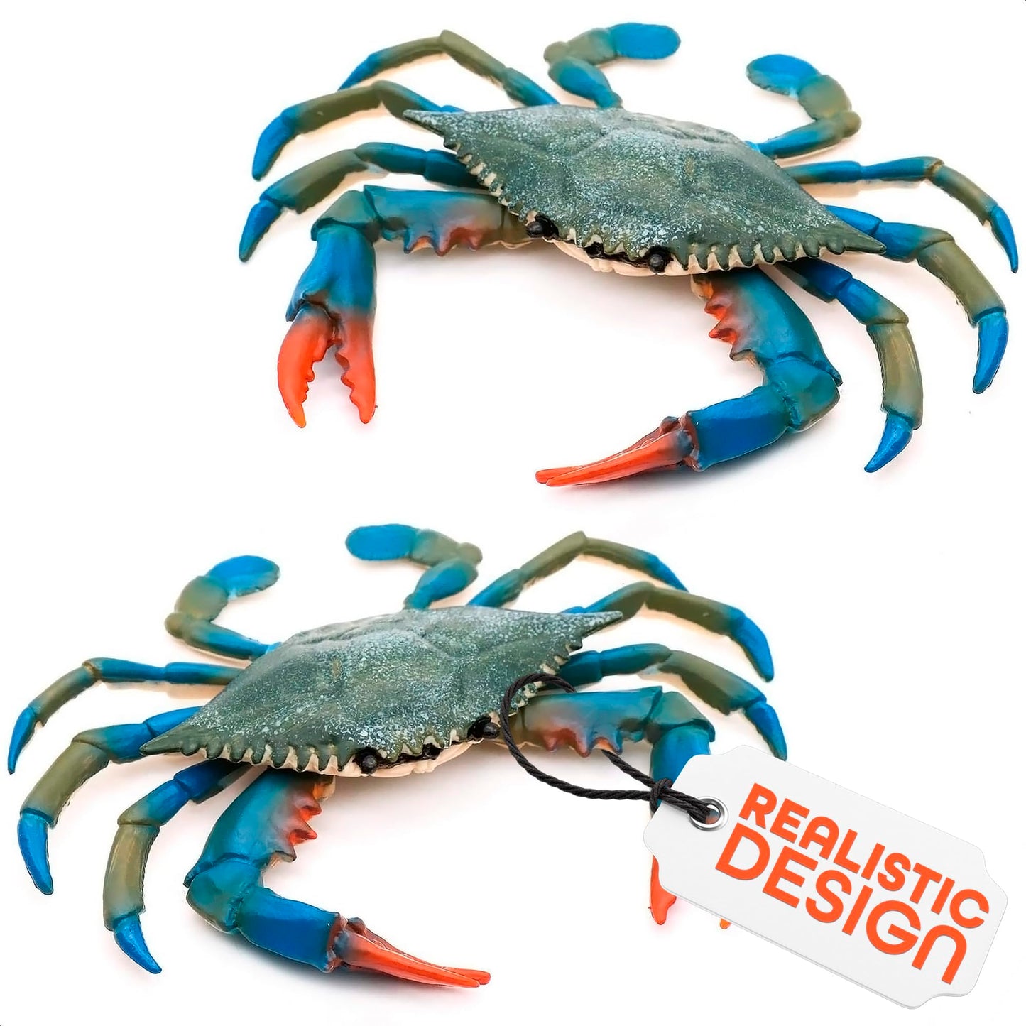 2 Pcs Blue Crab Toy – Realistic Aquarium & Coastal Decor | The Little Green Change