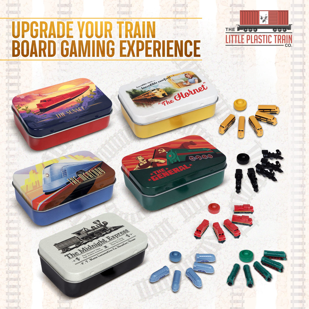 Hornet Deluxe Board Game Train Set by The Little Plastic Train Co. | Ticket to Ride & Family Board Games (Yellow)