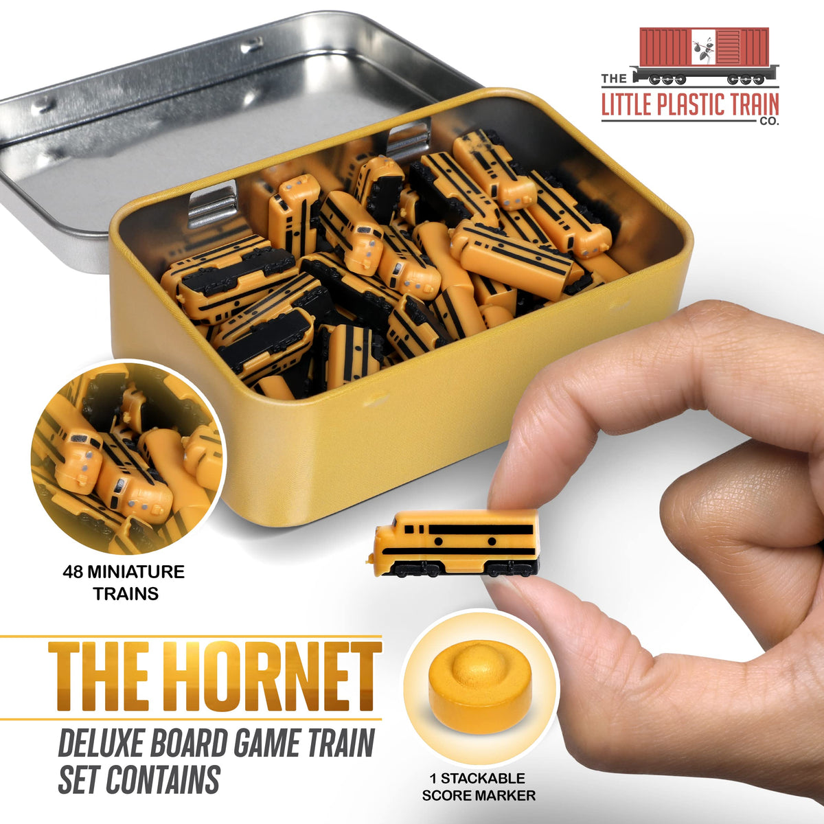 Hornet Deluxe Board Game Train Set by The Little Plastic Train Co. | Ticket to Ride & Family Board Games (Yellow)