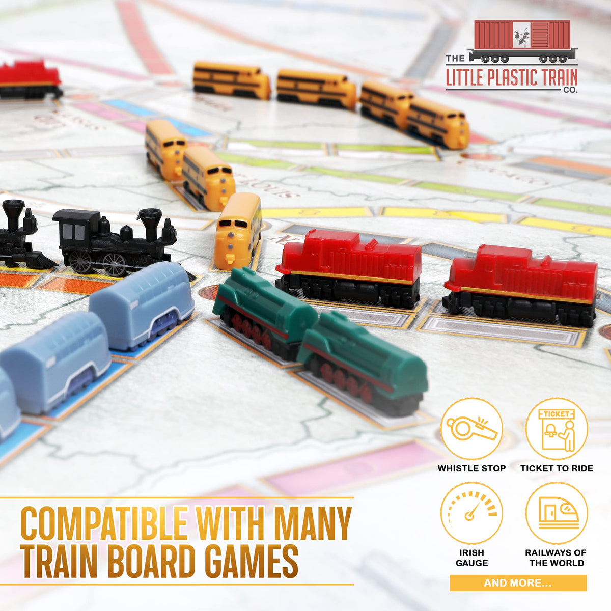 Hornet Deluxe Board Game Train Set by The Little Plastic Train Co. | Ticket to Ride & Family Board Games (Yellow)