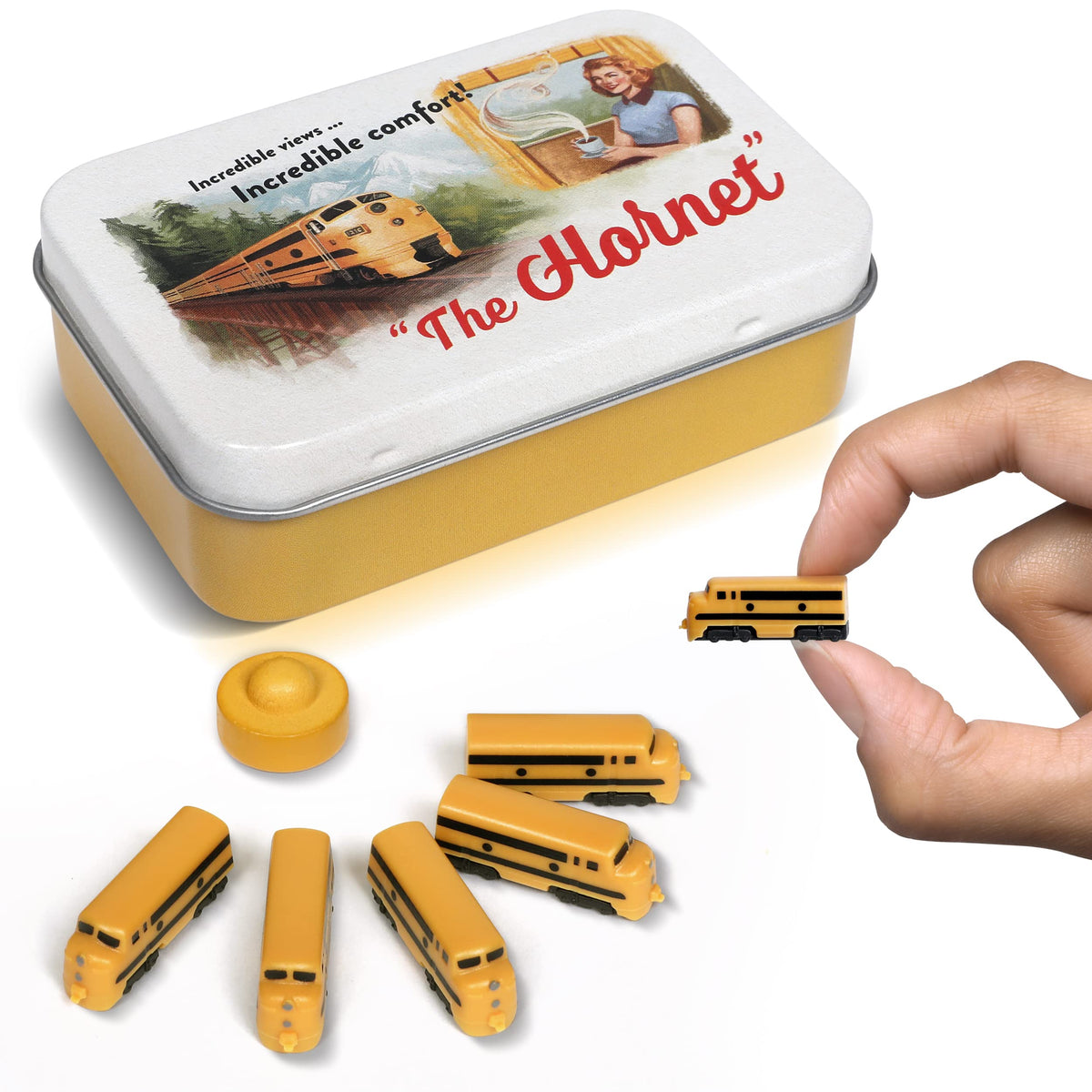 Hornet Deluxe Board Game Train Set by The Little Plastic Train Co. | Ticket to Ride & Family Board Games (Yellow)