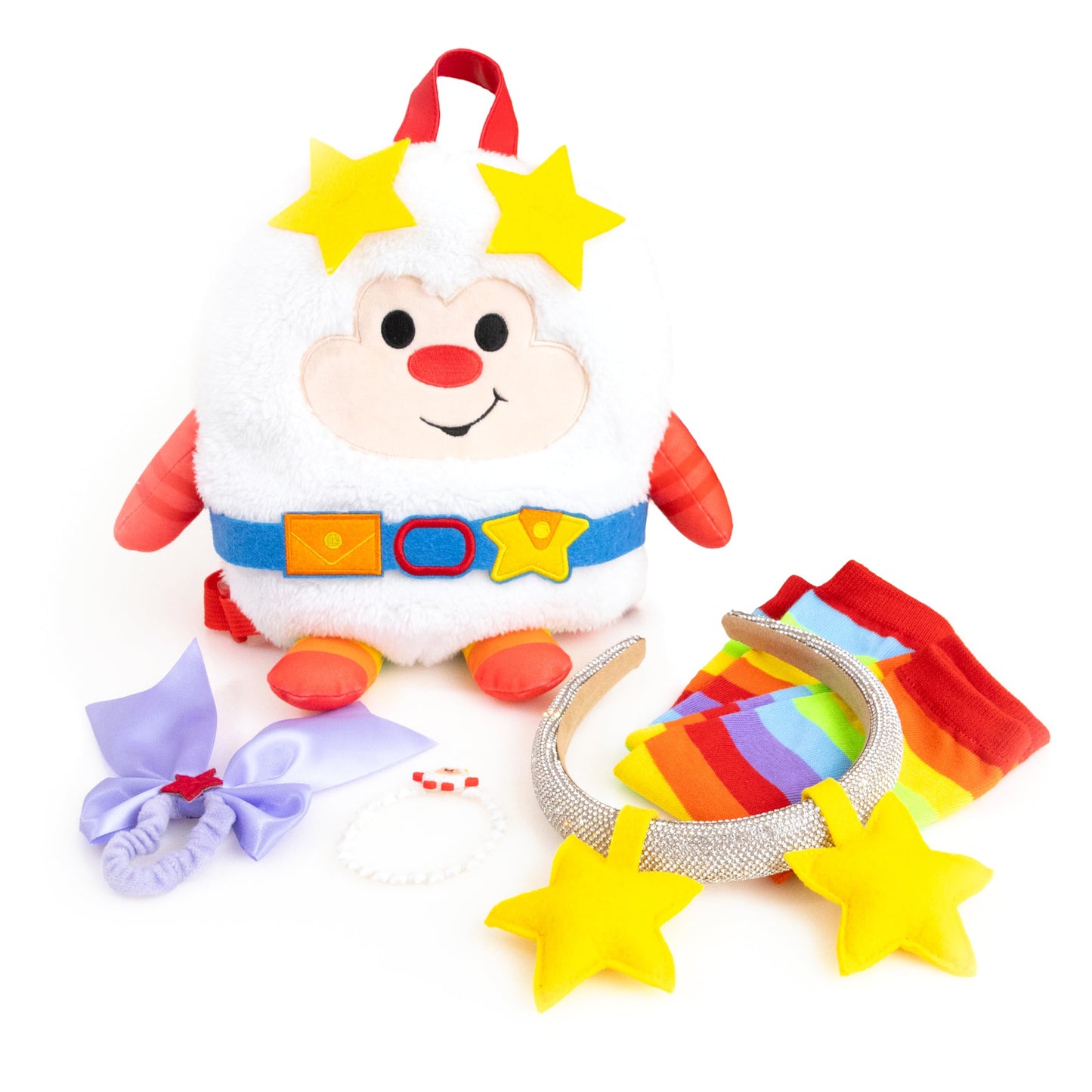 The Loyal Subjects Rainbow Brite Twink Dress Up Set – Plush Backpack, Star Headband & Rainbow Arm Warmers