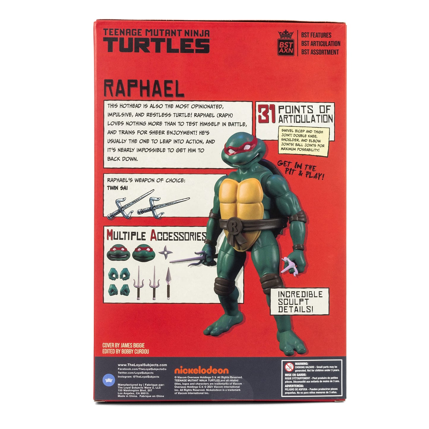 The Loyal Subjects Raphael BST AXN 5-Inch Figure + IDW Best of Raphael 100-Page Comic Set | TMNT