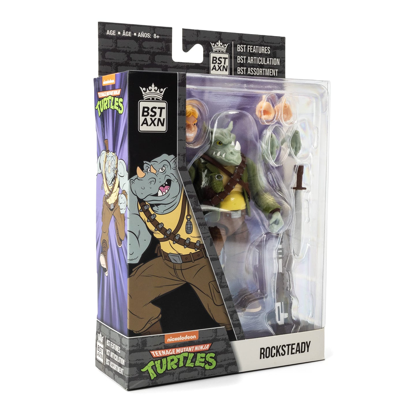 The Loyal Subjects BST AXN Rocksteady 5in Action Figure with Accessories – TMNT