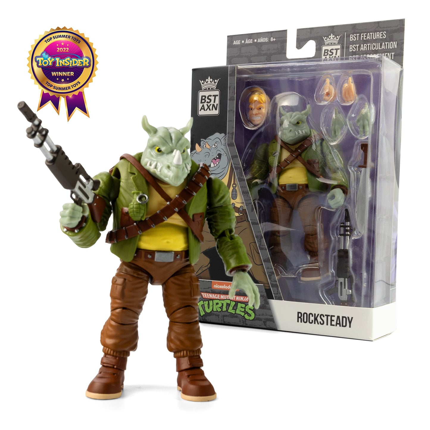 The Loyal Subjects BST AXN Rocksteady 5in Action Figure with Accessories – TMNT