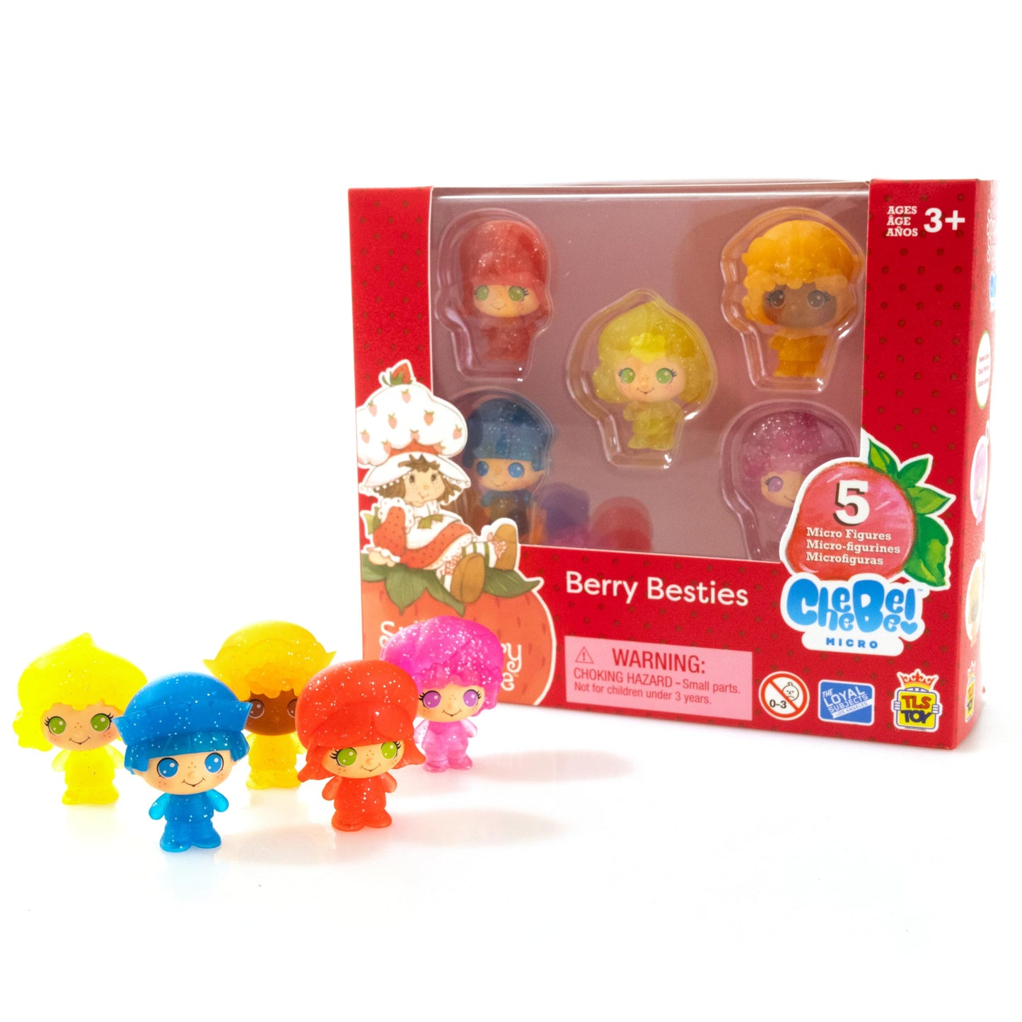 The Loyal Subjects Strawberry Shortcake Berry Besties Glitter 5-Pack – 1.5in Cheebee Figures