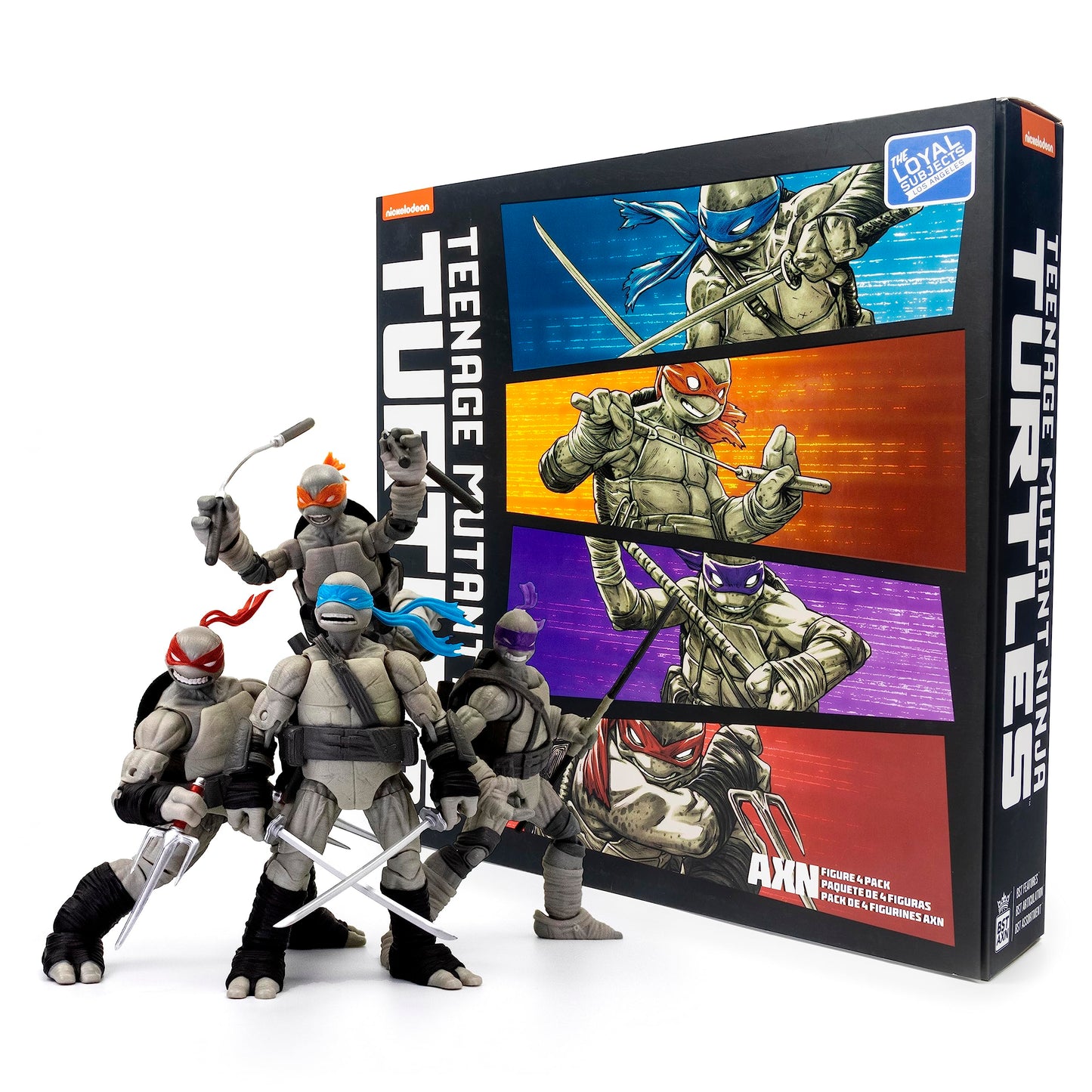The Loyal Subjects TMNT BST AXN 5-Inch 4-Pack – Black & White Comic-Inspired Figures
