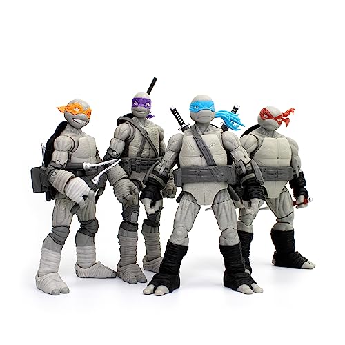 The Loyal Subjects TMNT BST AXN 5-Inch 4-Pack – Black & White Comic-Inspired Figures