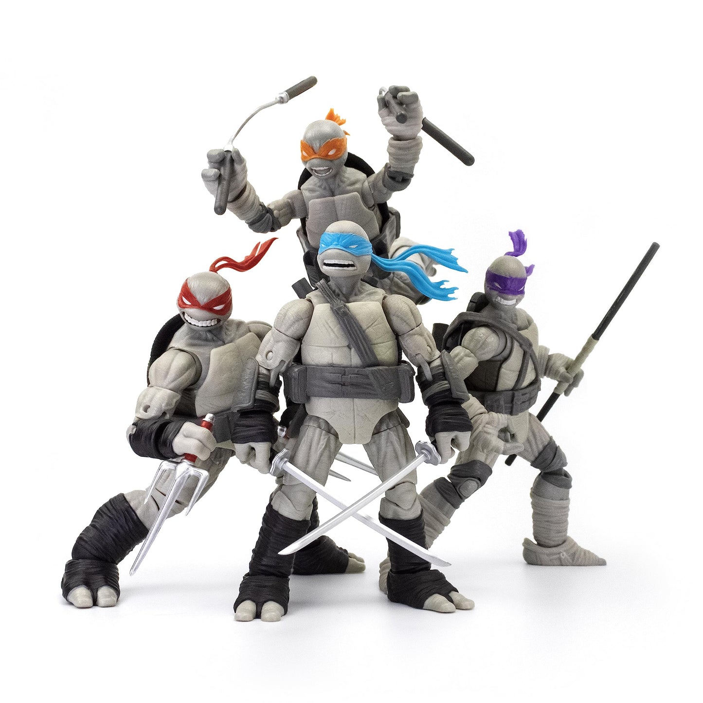 The Loyal Subjects TMNT BST AXN 5-Inch 4-Pack – Black & White Comic-Inspired Figures