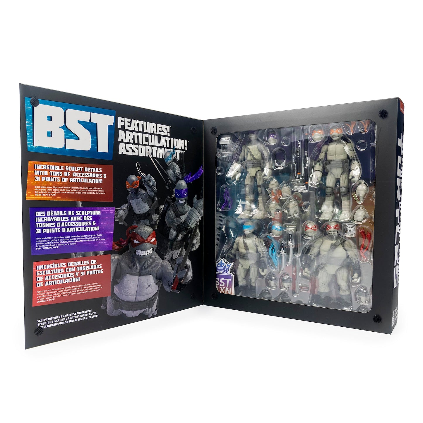 The Loyal Subjects TMNT BST AXN 5-Inch 4-Pack – Black & White Comic-Inspired Figures