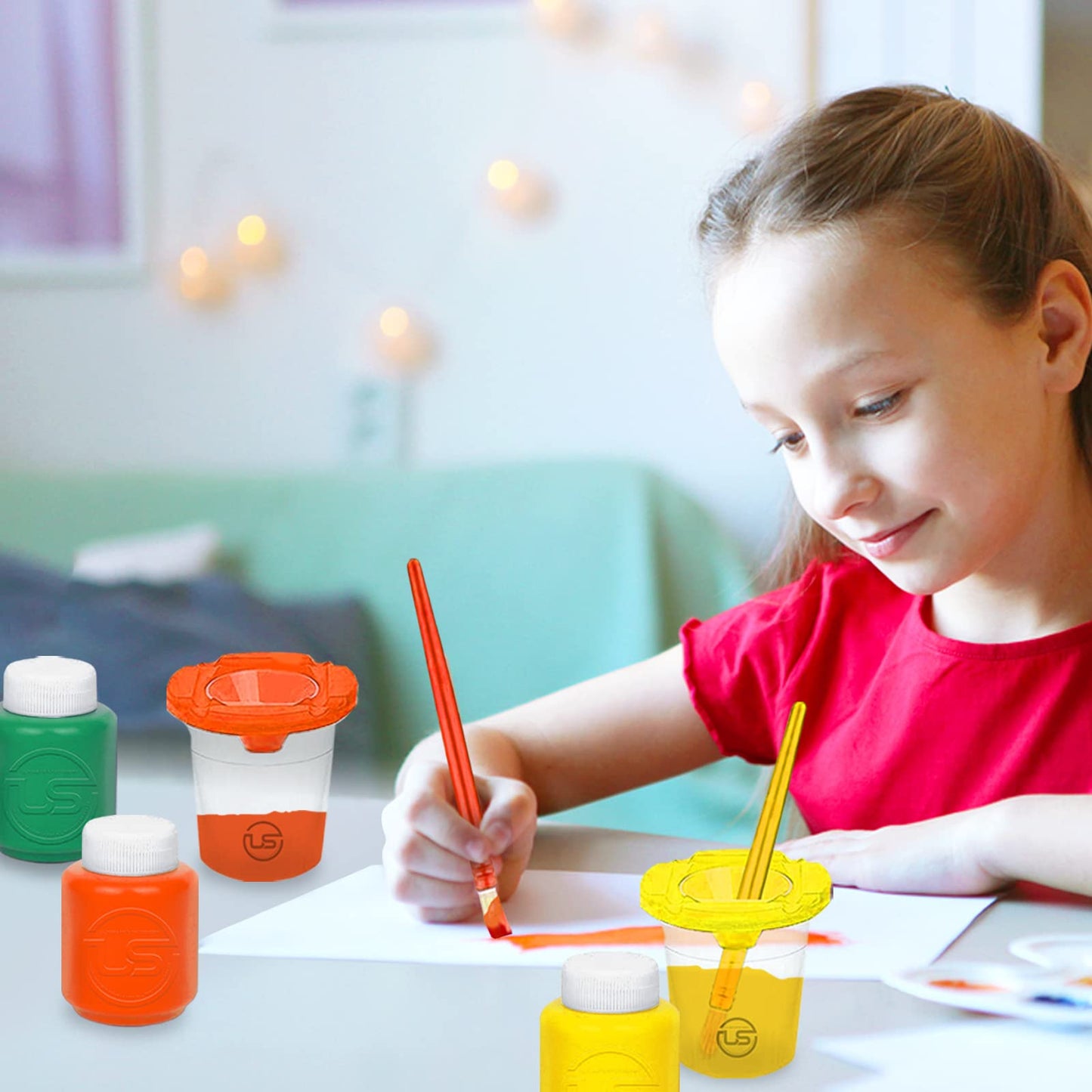The Mega Deals Kids Painting Set – Washable, Non-Toxic Paints with Cups & Brushes – Toddler Art Gift Bundle