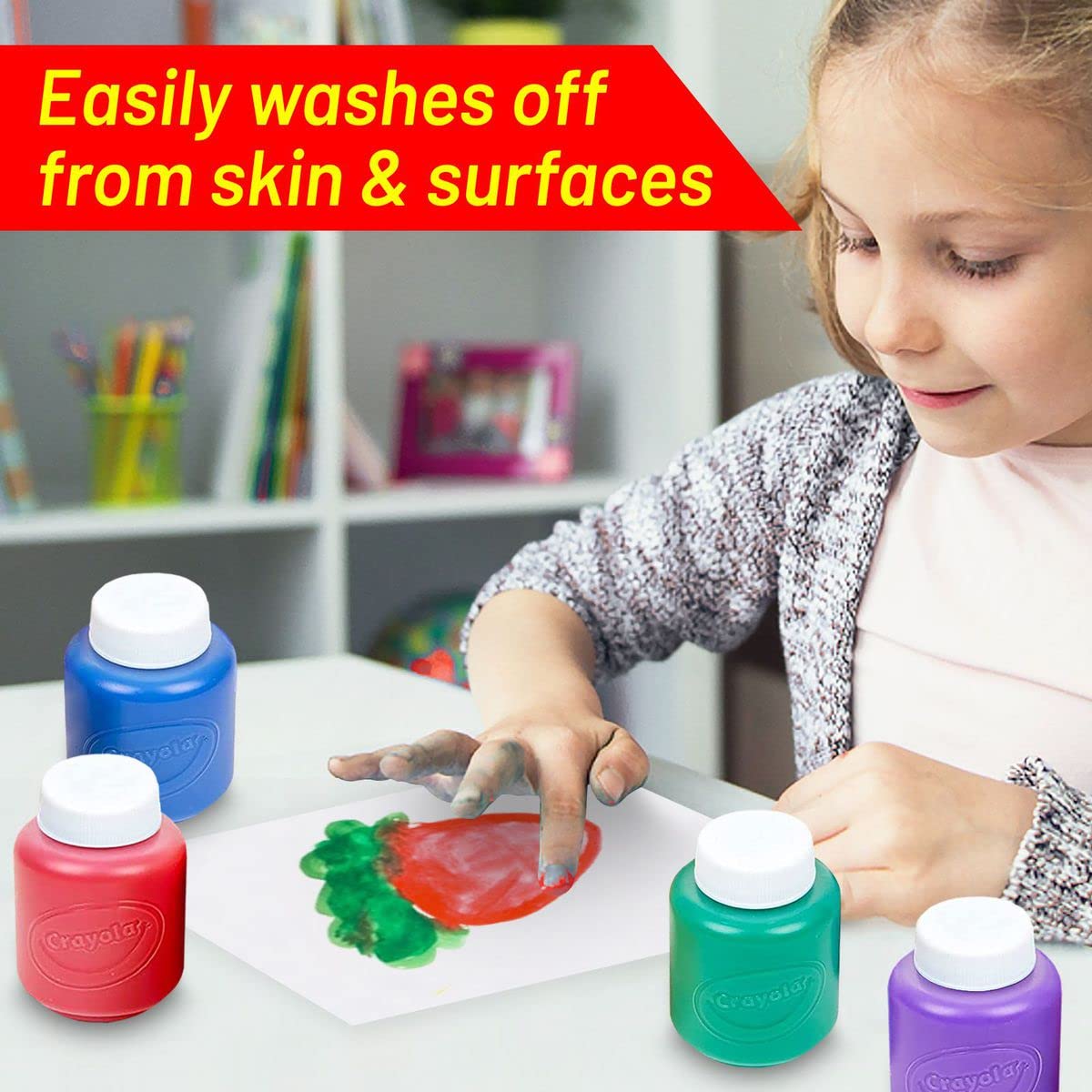 The Mega Deals Kids Painting Set – Washable, Non-Toxic Paints with Cups & Brushes – Toddler Art Gift Bundle