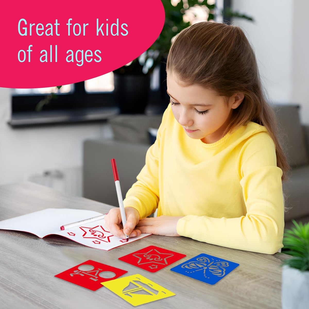 The Mega Deals Super Tip Markers – 10 Washable Markers with 4 Stencils Gift Pack