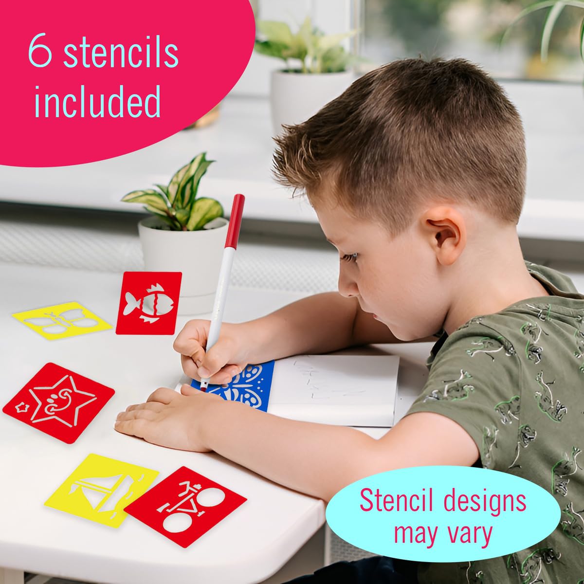 The Mega Deals Super Tip Markers – 10 Washable Markers with 4 Stencils Gift Pack