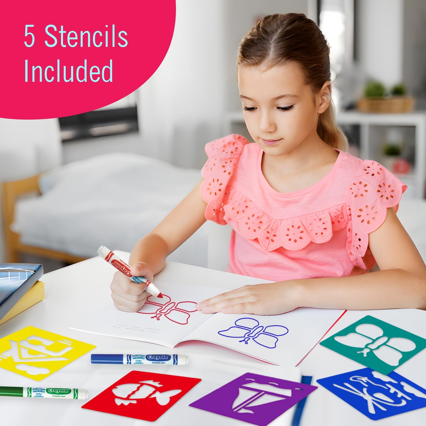 The Mega Deals Kids Markers — Washable 8-Count with Stencils