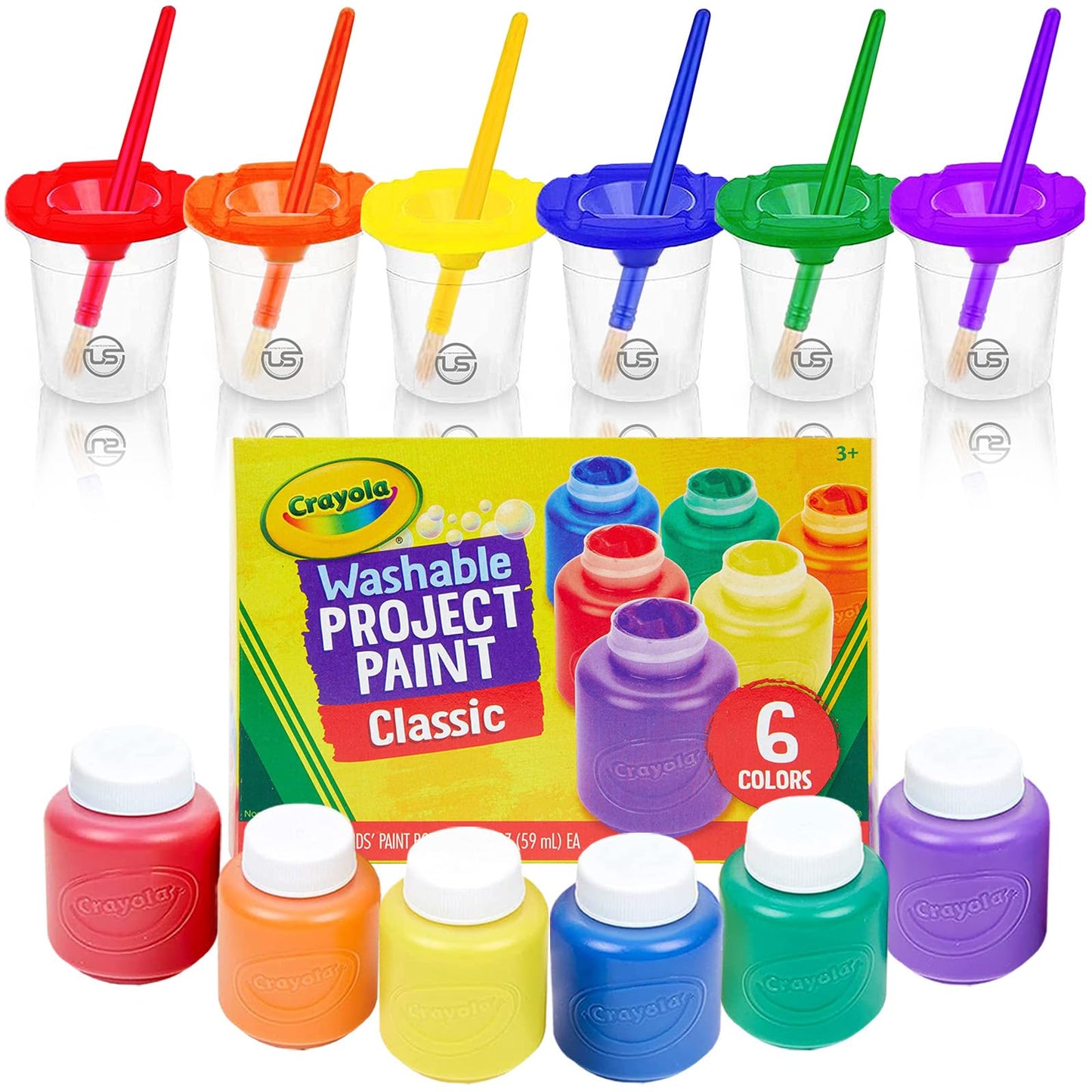 The Mega Deals Kids Painting Set – Washable, Non-Toxic Paints with Cups & Brushes – Toddler Art Gift Bundle