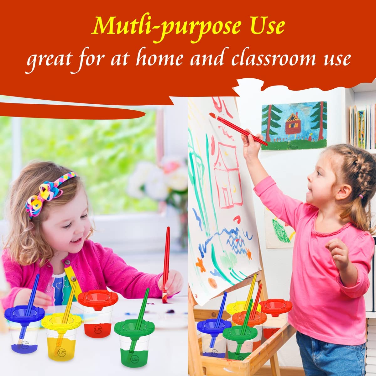 The Mega Deals Kids Painting Set – Washable, Non-Toxic Paints with Cups & Brushes – Toddler Art Gift Bundle