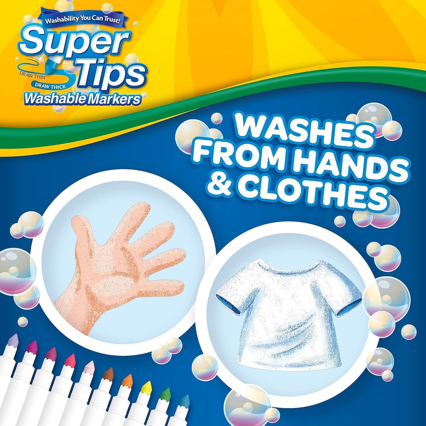 The Mega Deals Super Tip Markers – 10 Washable Markers with 4 Stencils Gift Pack