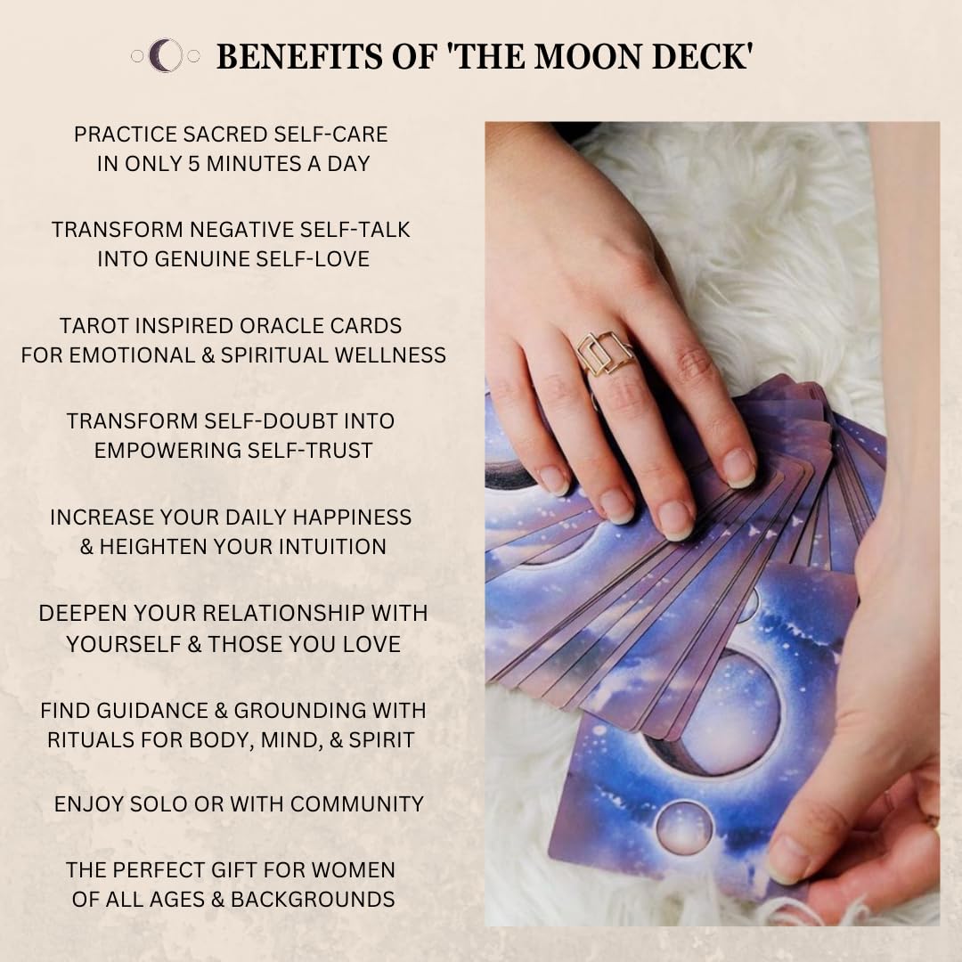 The Moon Deck: Eco-Printed Premium Oracle Set — 44 Cards with Guidebook for Intuition, Self-Love, and Emotional Wellness