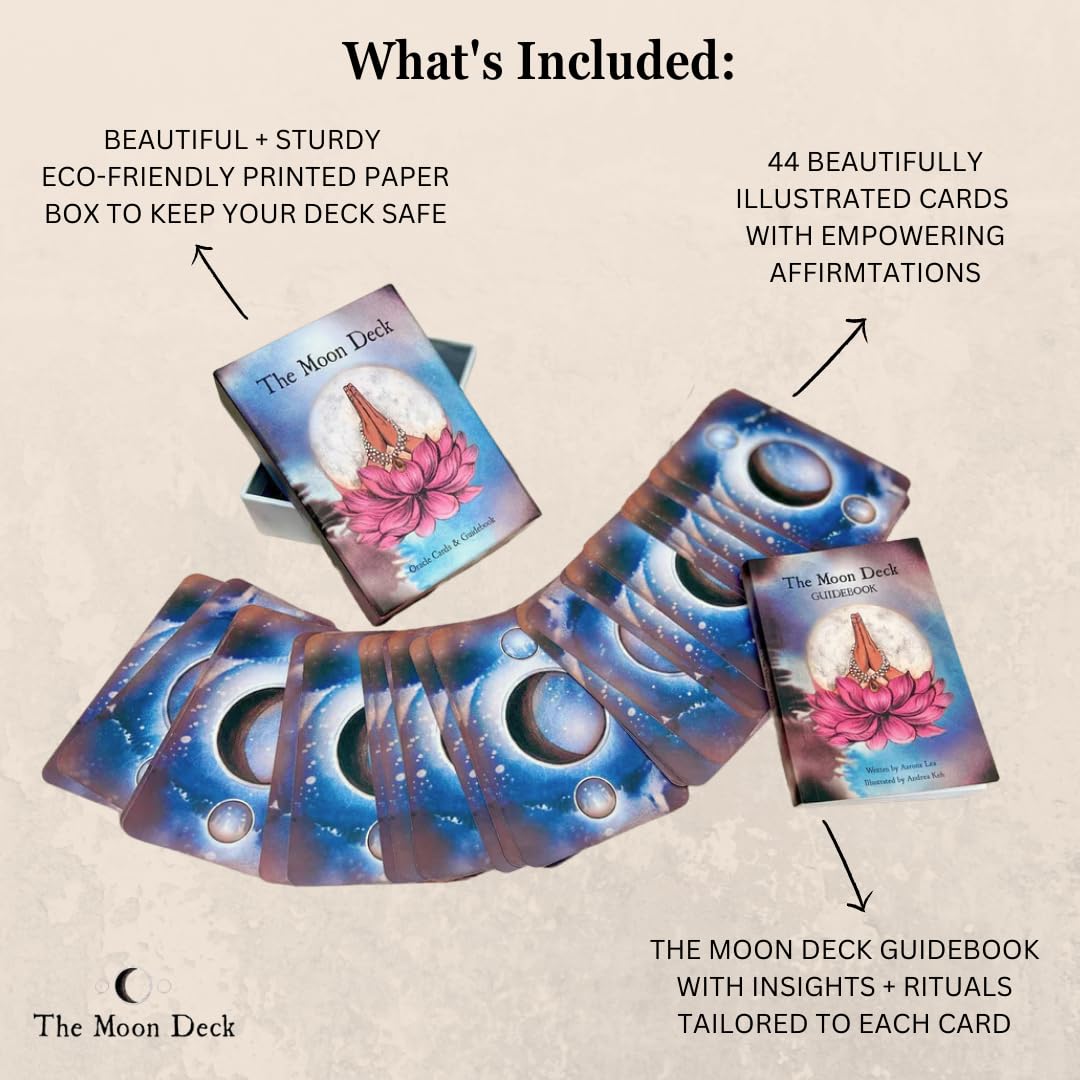 The Moon Deck: Eco-Printed Premium Oracle Set — 44 Cards with Guidebook for Intuition, Self-Love, and Emotional Wellness