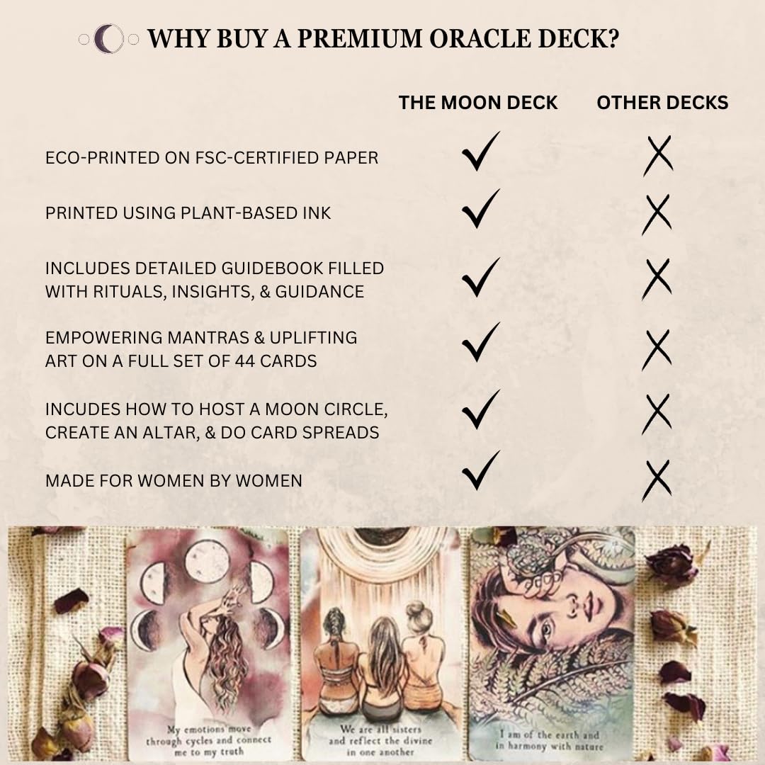 The Moon Deck: Eco-Printed Premium Oracle Set — 44 Cards with Guidebook for Intuition, Self-Love, and Emotional Wellness