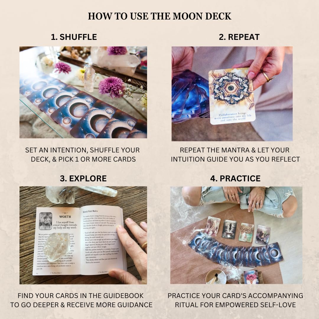 The Moon Deck: Eco-Printed Premium Oracle Set — 44 Cards with Guidebook for Intuition, Self-Love, and Emotional Wellness