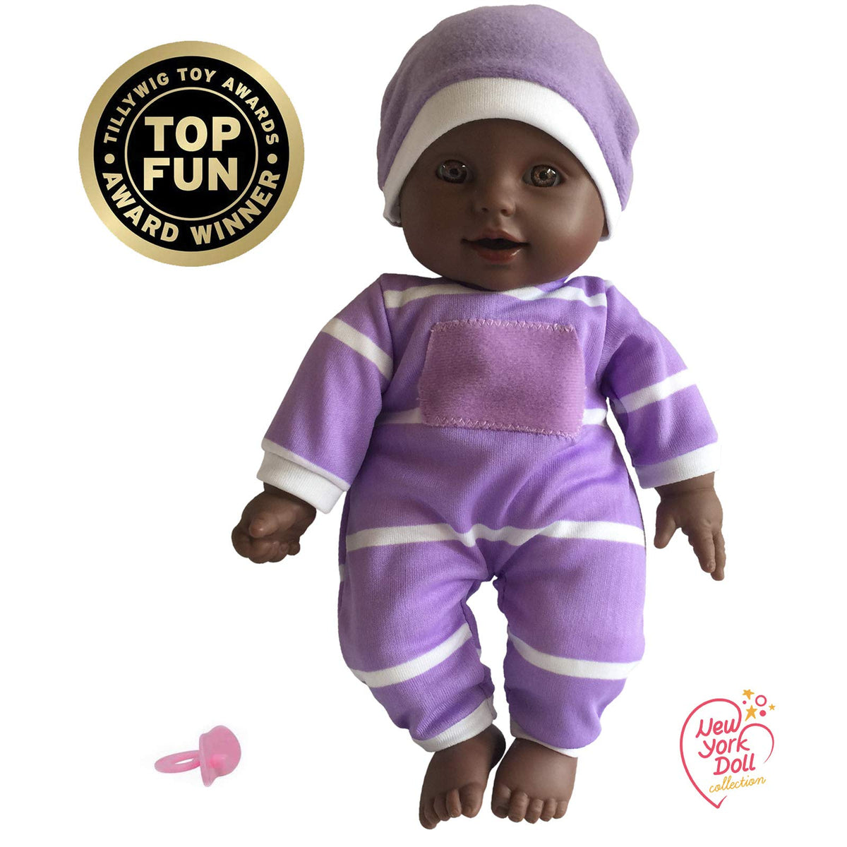 The New York Doll Collection 11-Inch Soft Body Baby Doll in Gift Box – Pacifier Included