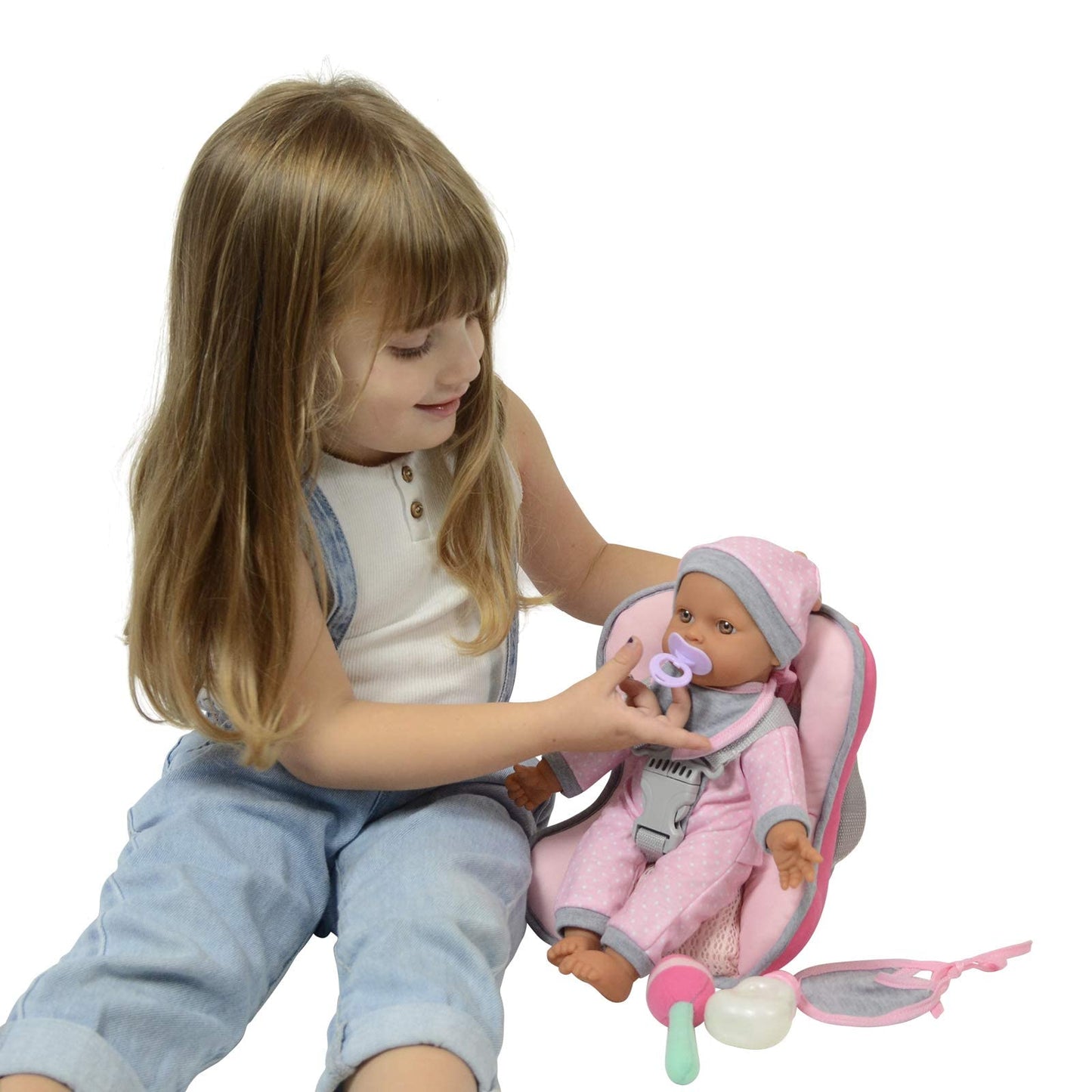 The New York Doll Collection: Baby Doll Carrier Car Seat & 12-Inch Soft Doll Kit