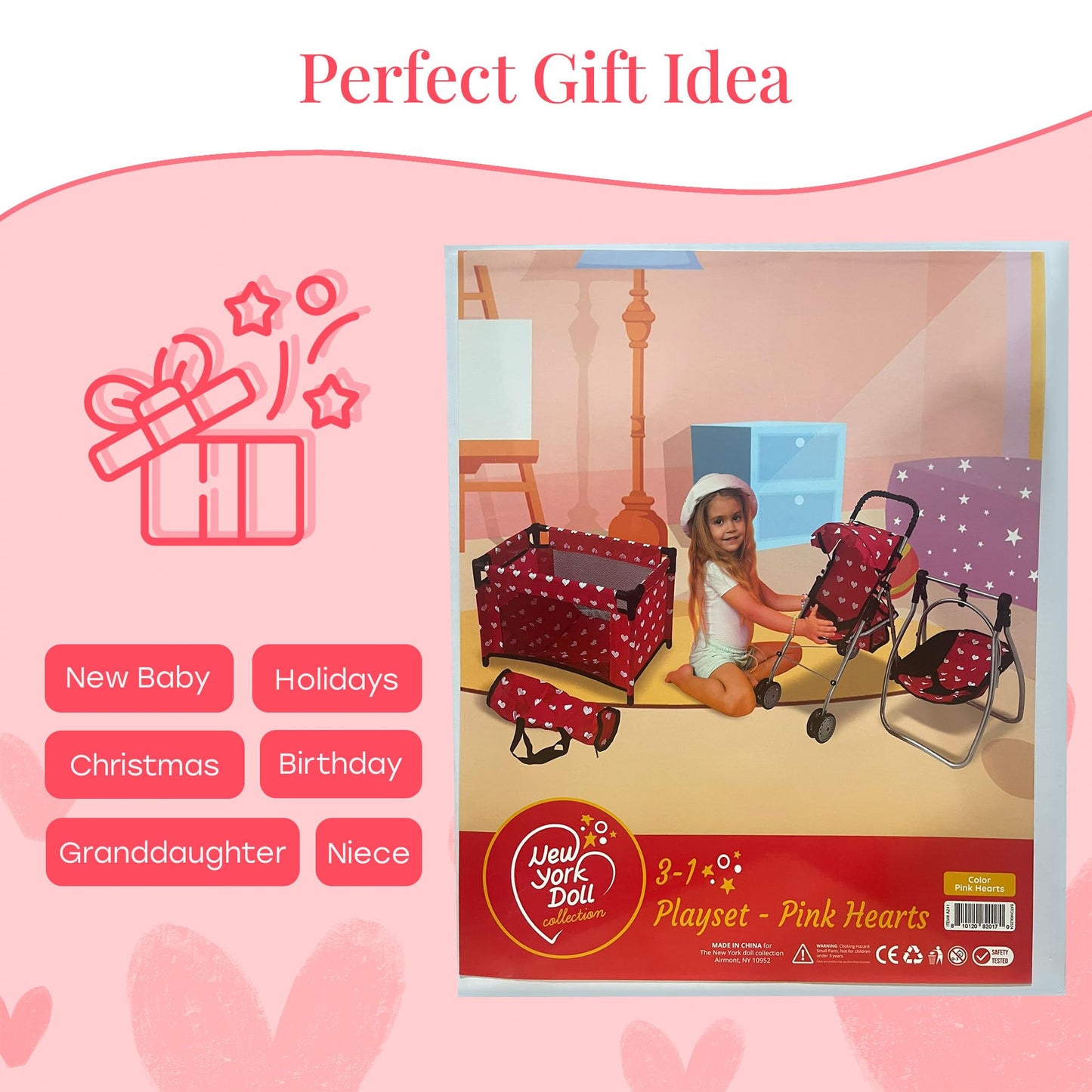 Deluxe Baby Doll Stroller & Crib Playset for 18” Dolls | The New York Doll Collection