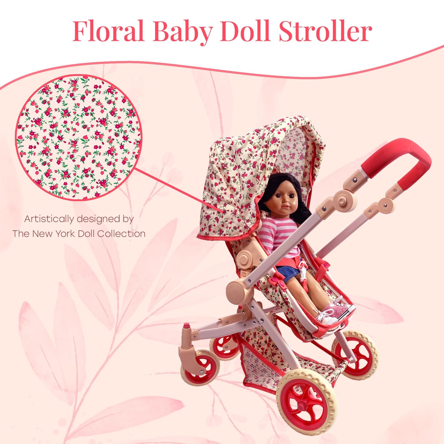 Convertible 2-in-1 Baby Doll Stroller in Red | The New York Doll Collection