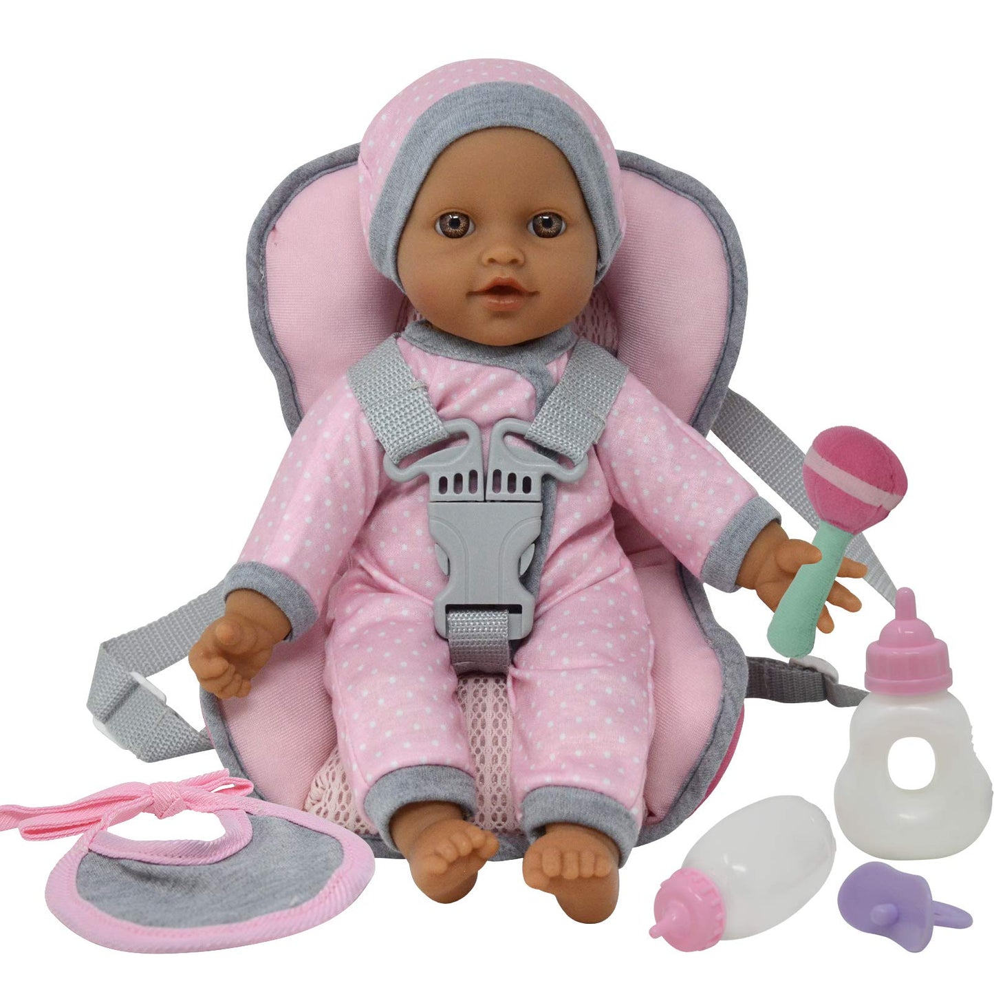 The New York Doll Collection: Baby Doll Carrier Car Seat & 12-Inch Soft Doll Kit