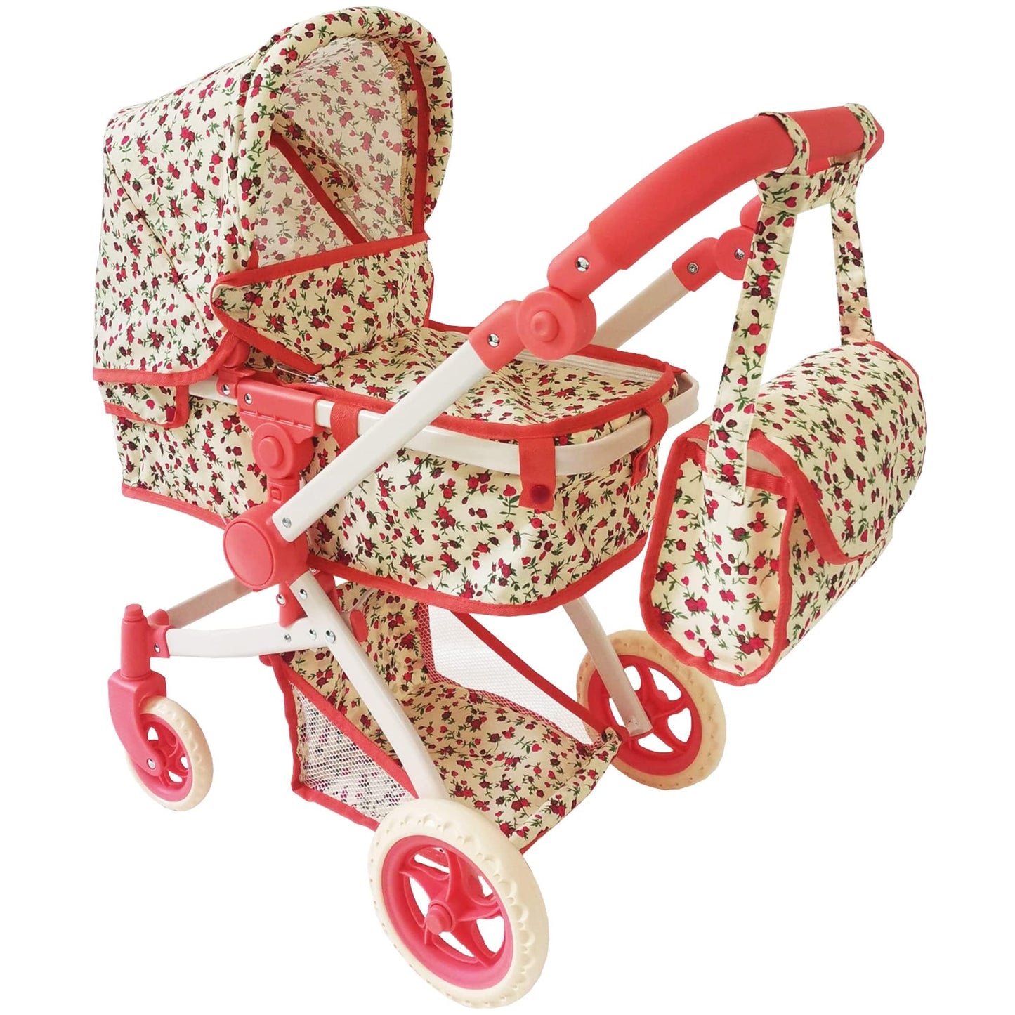 Convertible 2-in-1 Baby Doll Stroller in Red | The New York Doll Collection