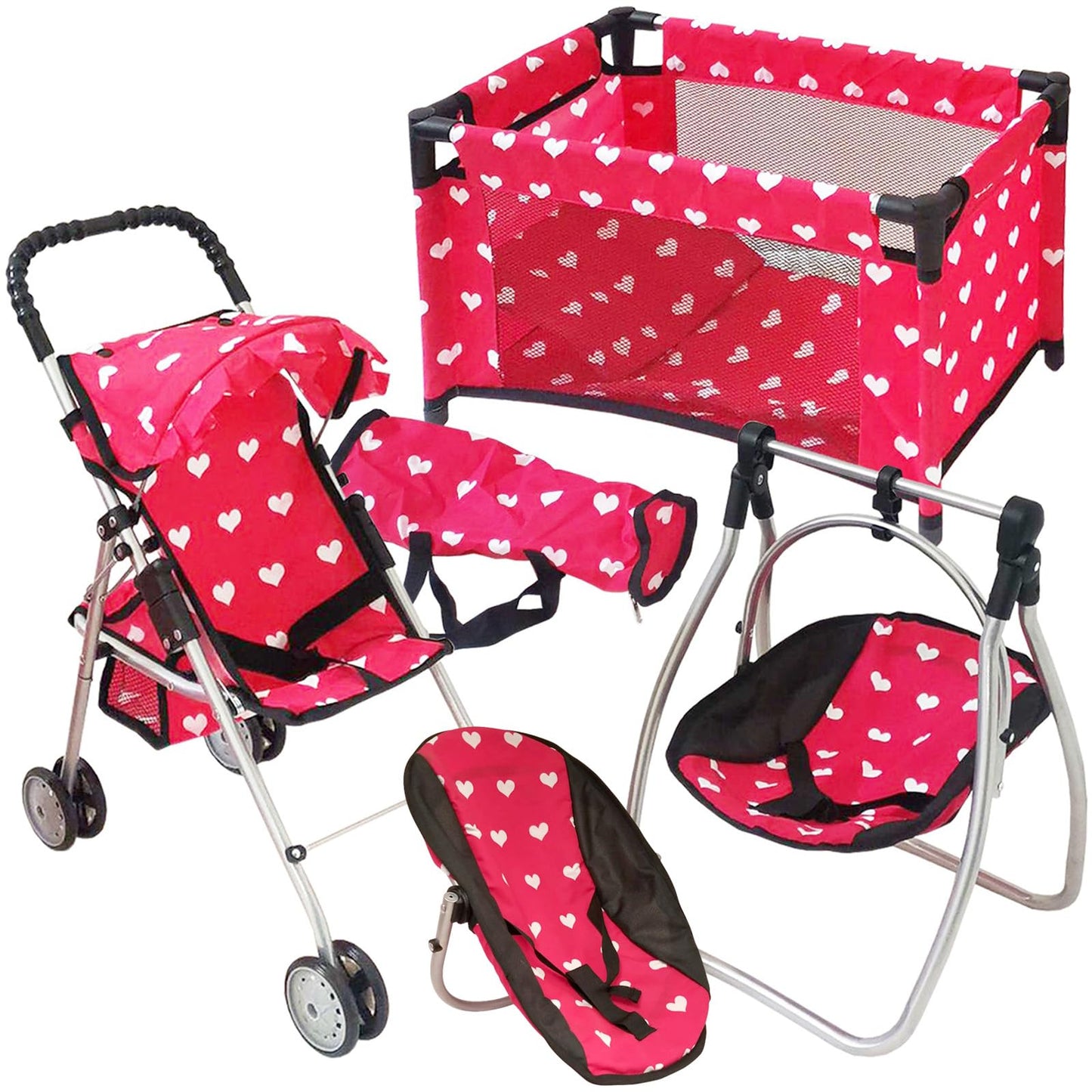 Deluxe Baby Doll Stroller & Crib Playset for 18” Dolls | The New York Doll Collection