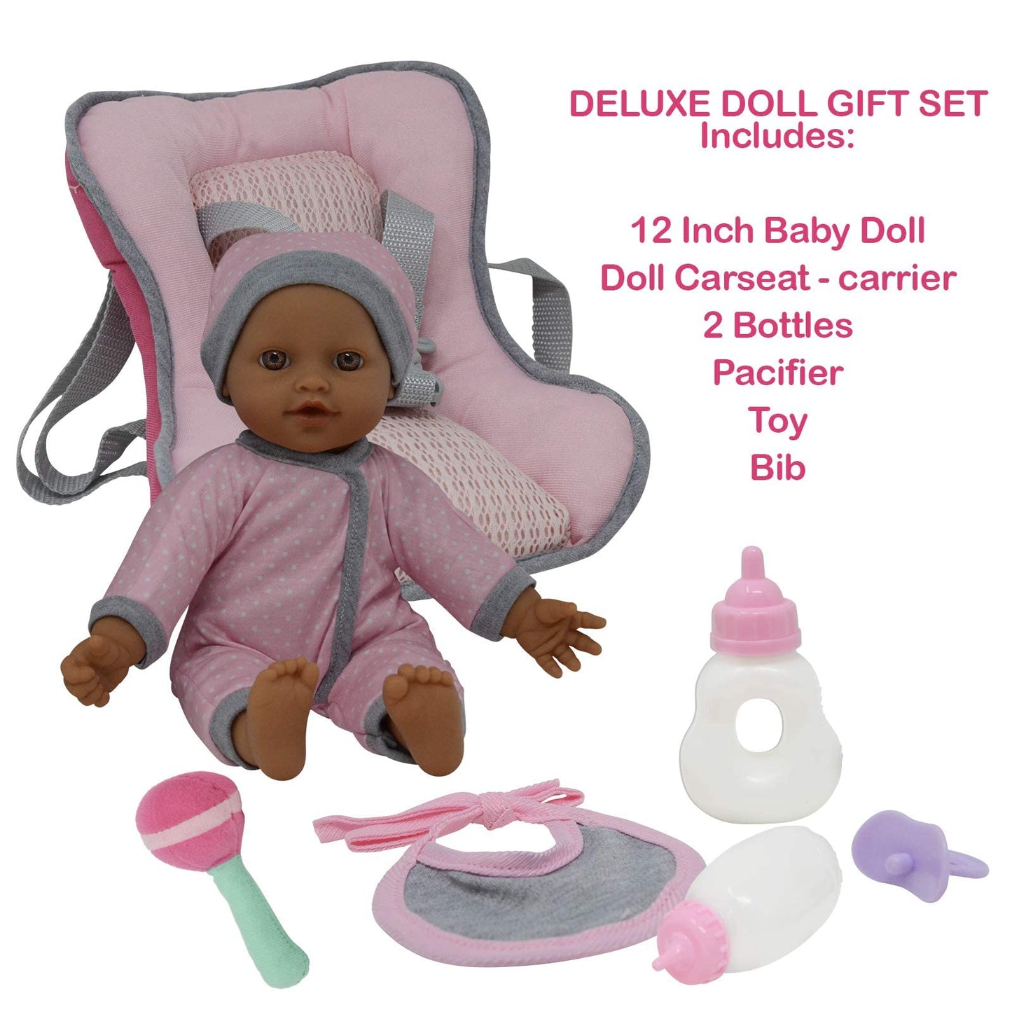 The New York Doll Collection: Baby Doll Carrier Car Seat & 12-Inch Soft Doll Kit
