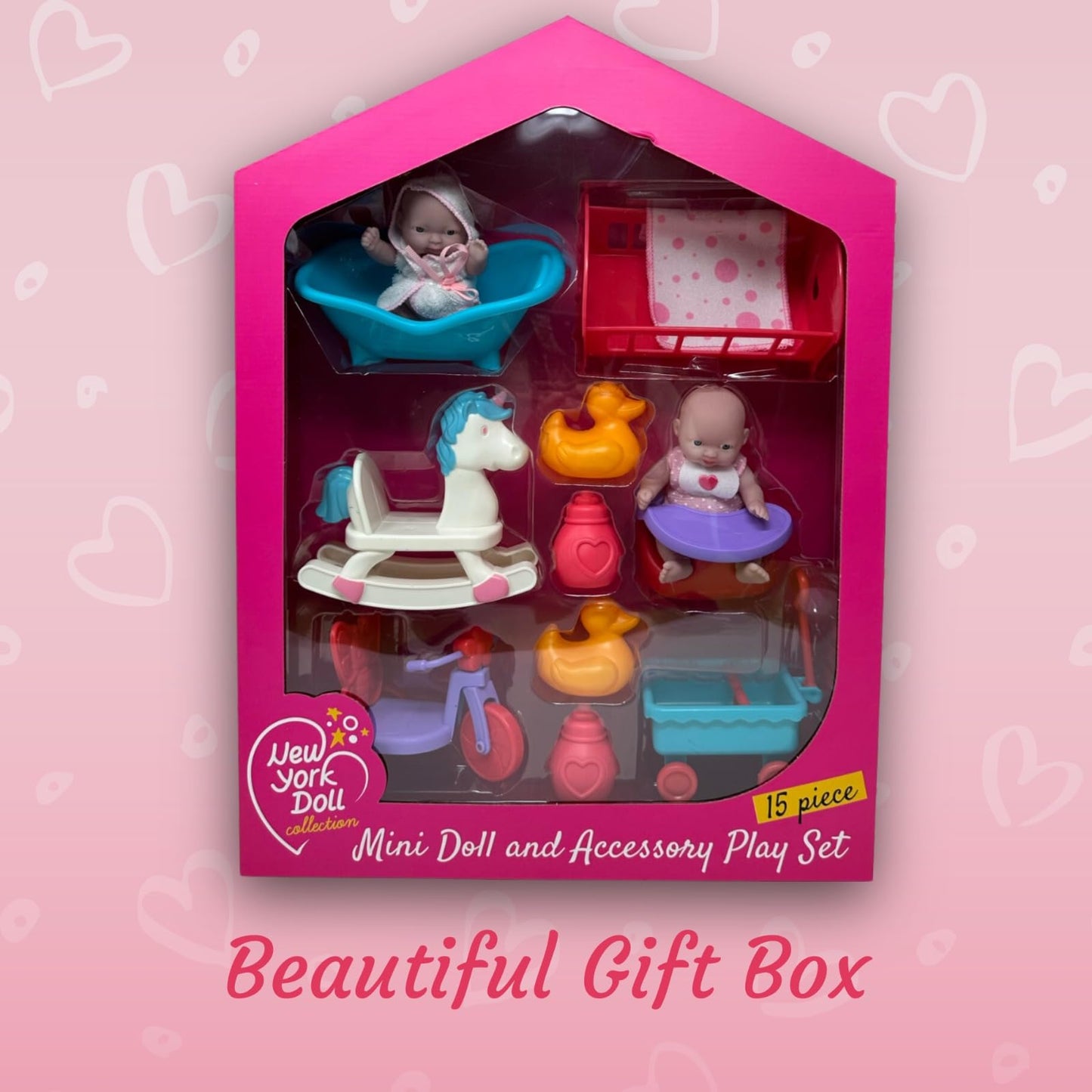 The New York Doll Collection Mini Baby Doll Set – 15pc 5-Inch Doll Play Pack with Accessories