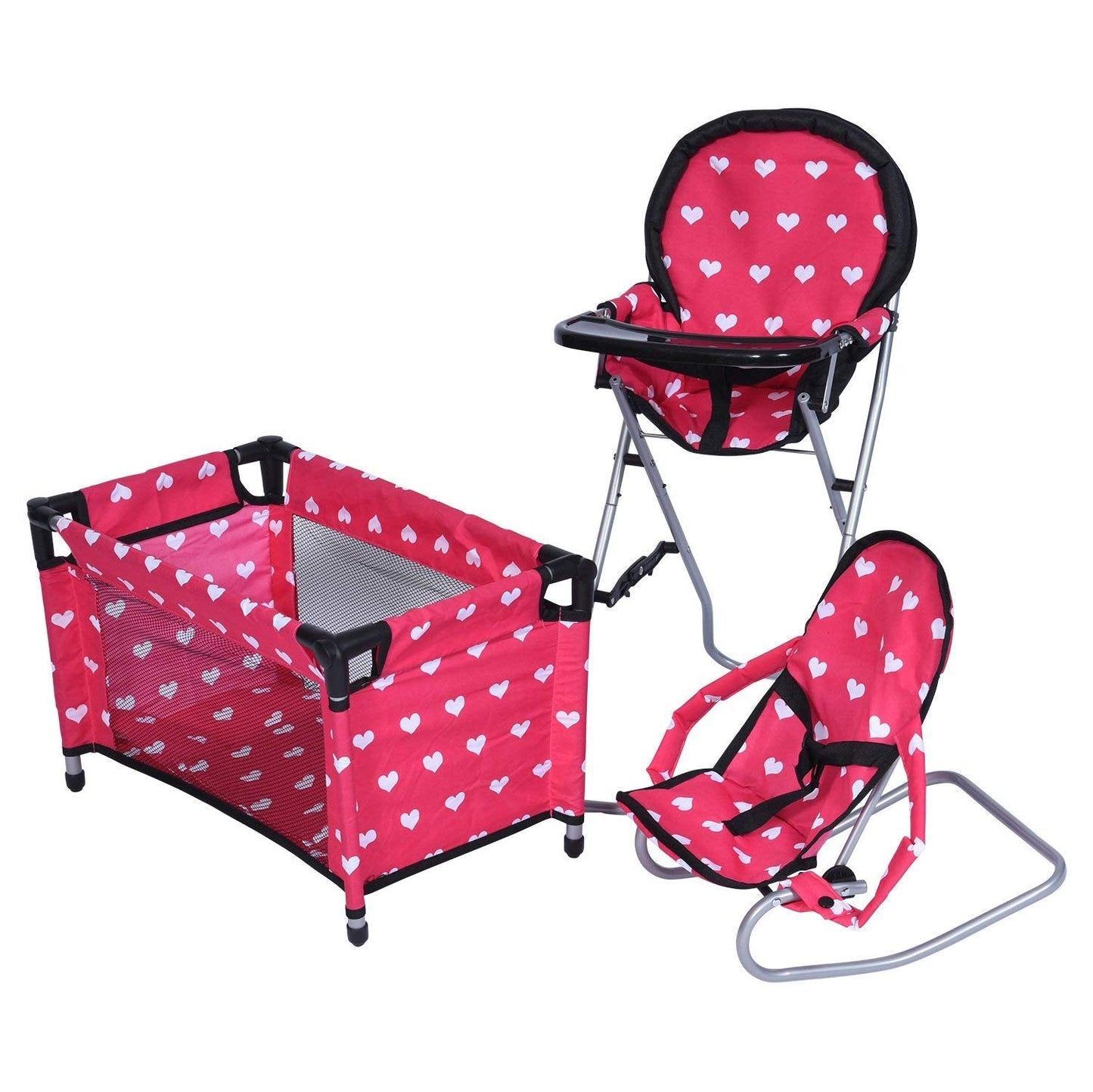 The New York Doll Collection Mega 3-in-1 Doll Accessory Set – 18" High Chair, Bouncer & Pack N Play