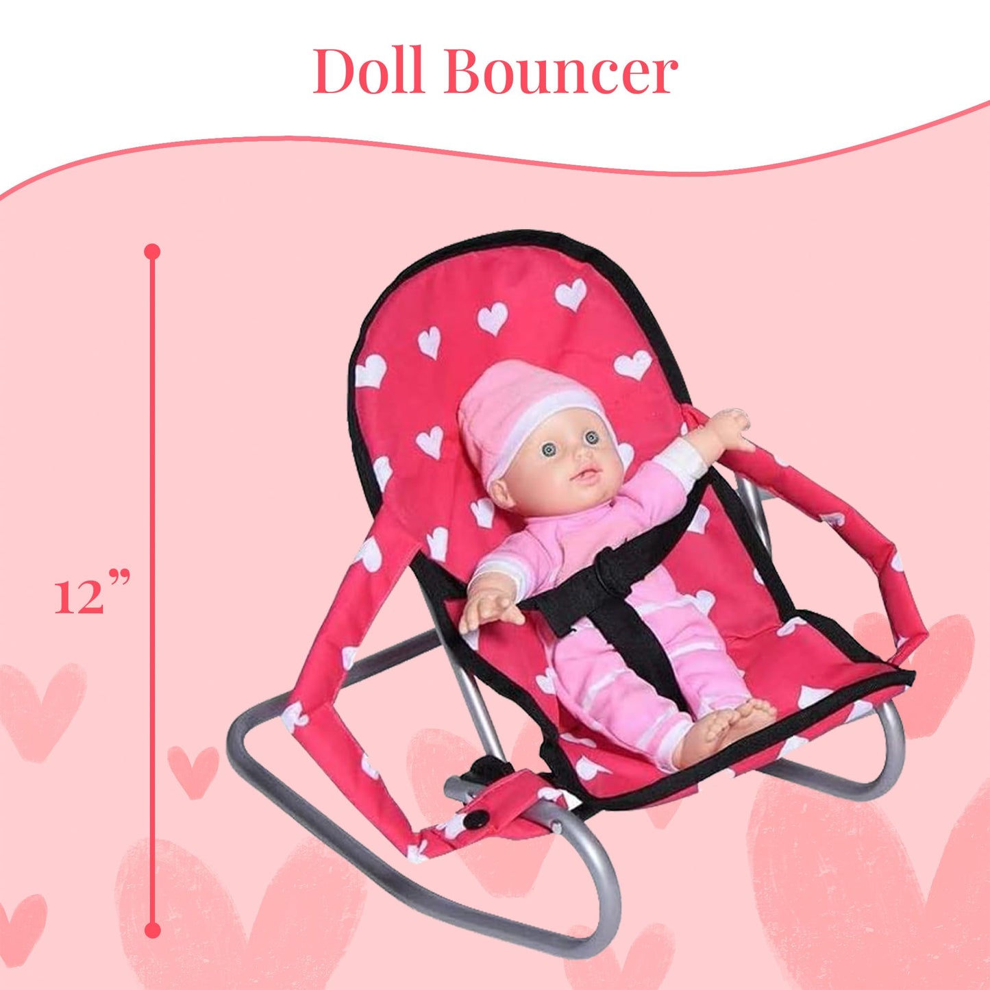The New York Doll Collection Mega 3-in-1 Doll Accessory Set – 18" High Chair, Bouncer & Pack N Play