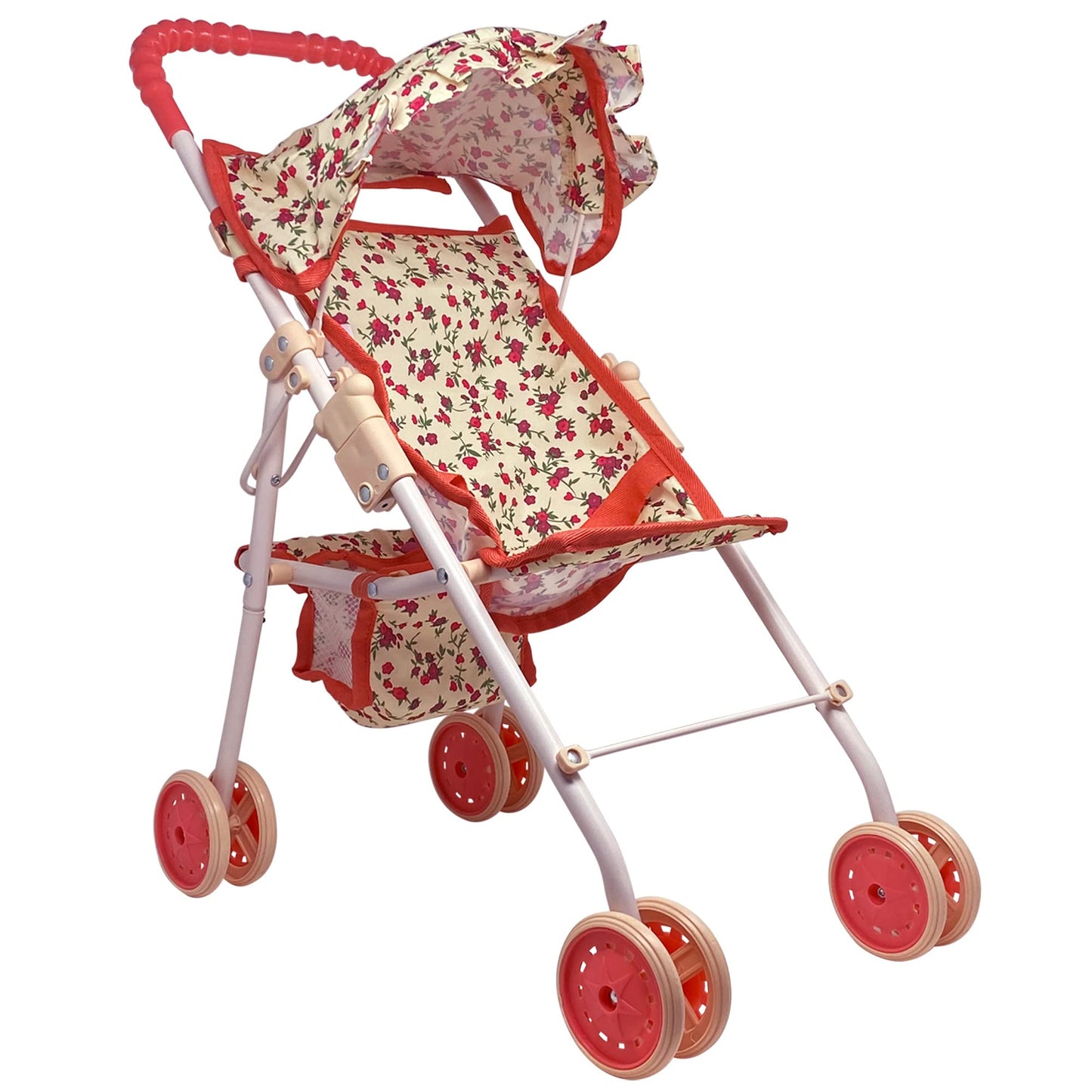 The New York Doll Collection: My First Baby Doll Stroller for Toddlers – Foldable 21-inch Doll Pram with Canopy & Seatbelt