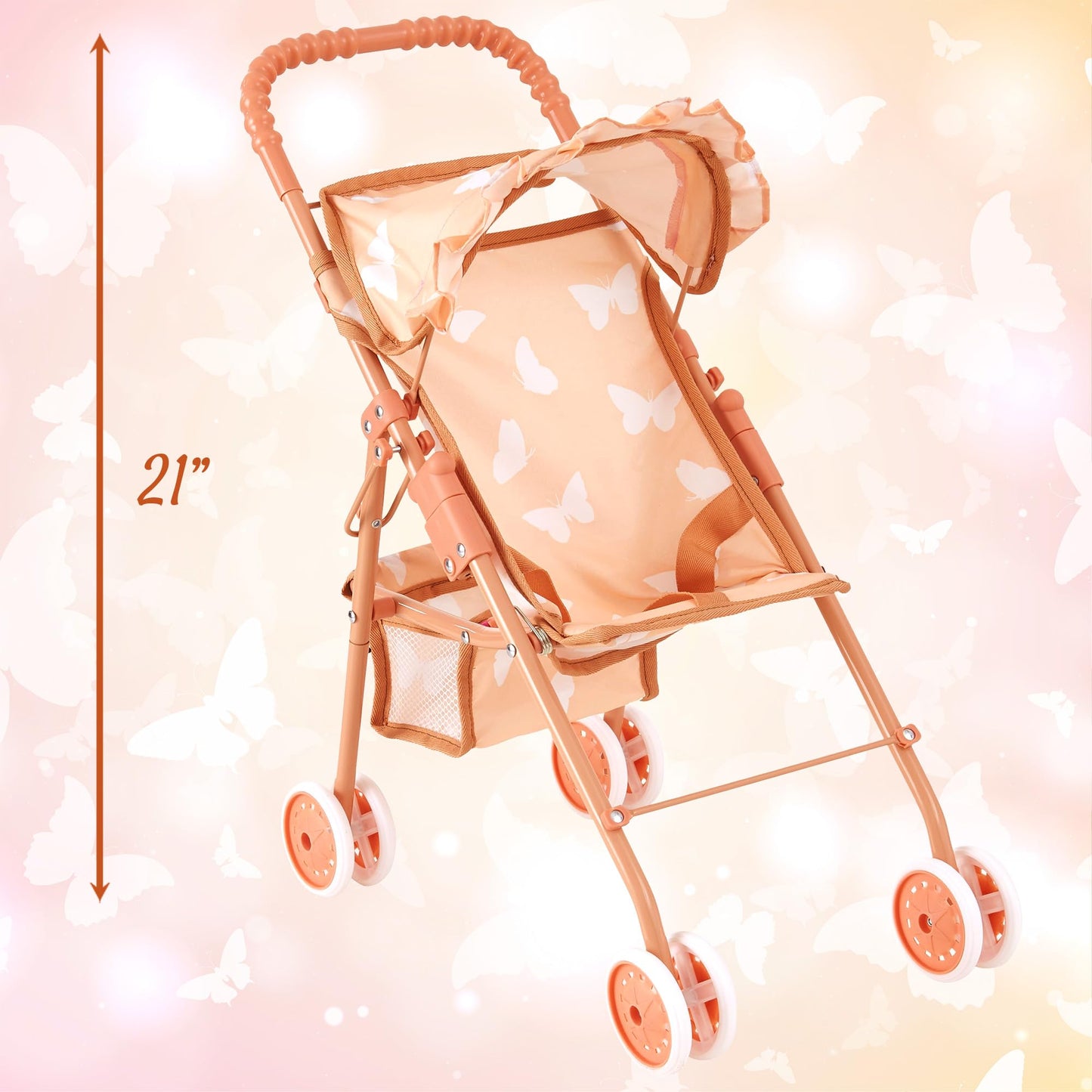 The New York Doll Collection My First Baby Doll Stroller – Foldable, Canopy & Storage