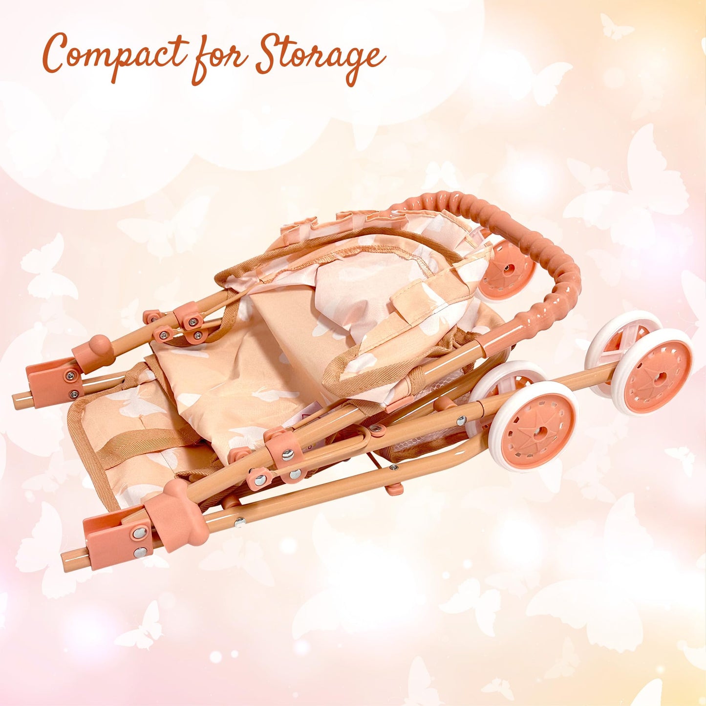 The New York Doll Collection My First Baby Doll Stroller – Foldable, Canopy & Storage