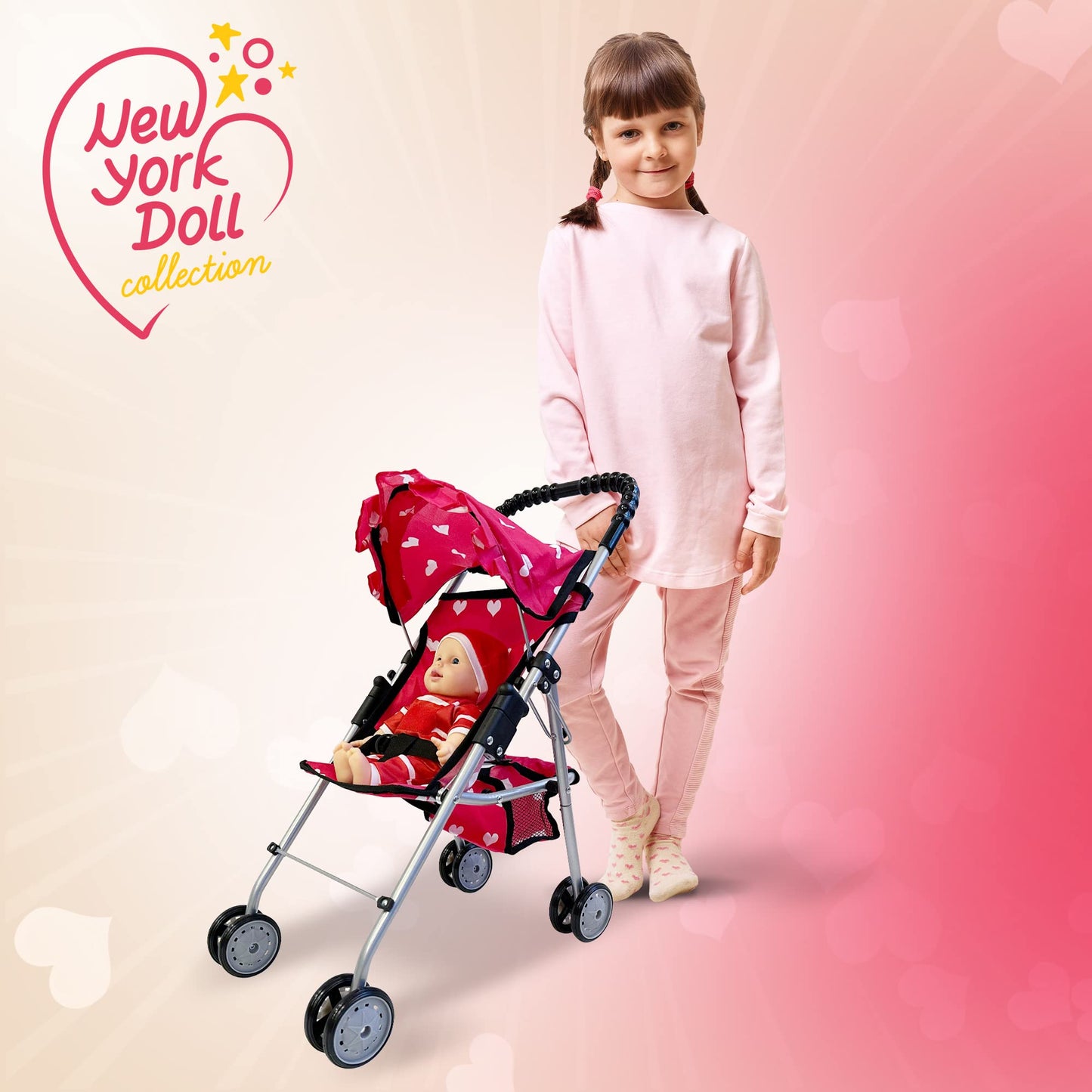 Deluxe Baby Doll Stroller & Crib Playset for 18” Dolls | The New York Doll Collection