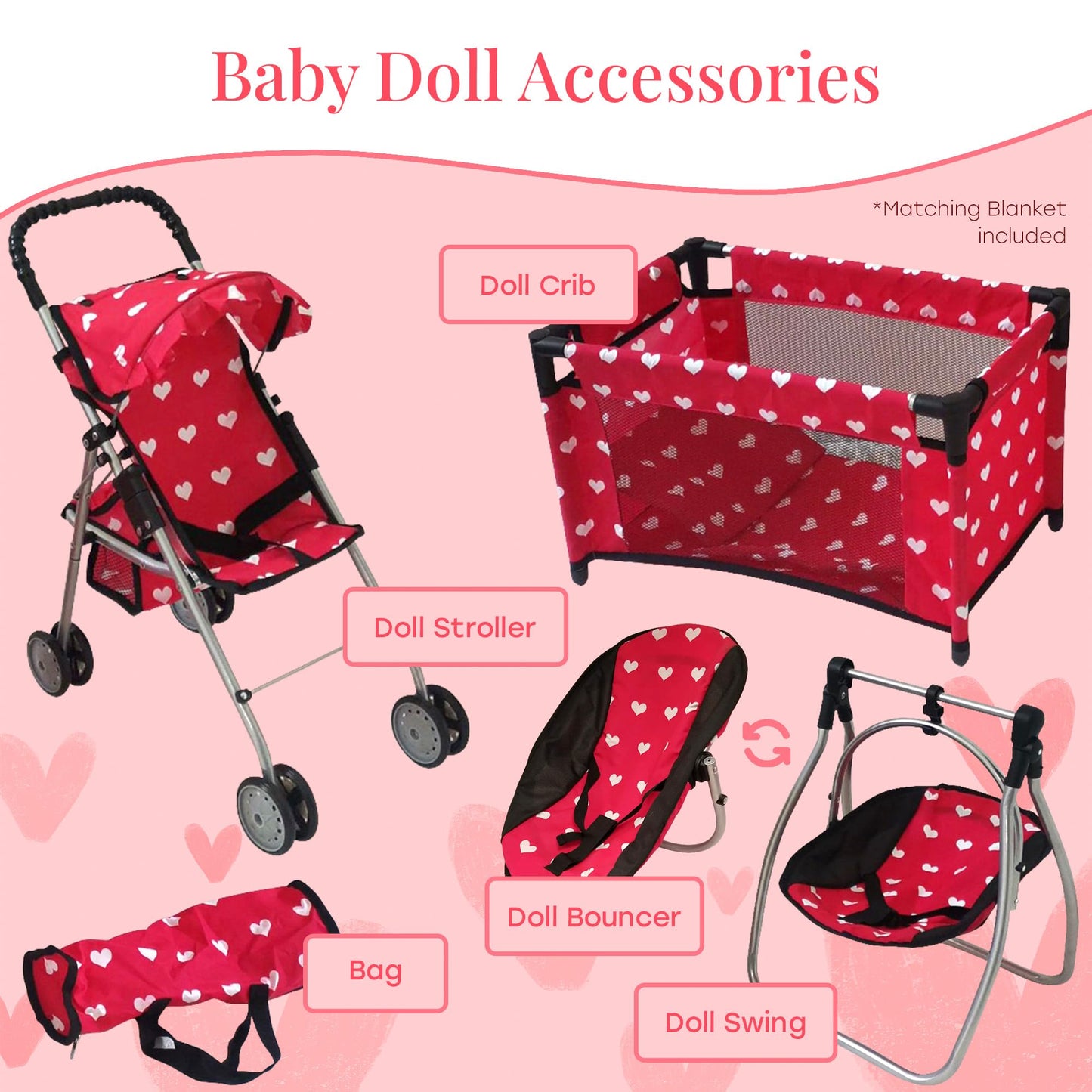 Deluxe Baby Doll Stroller & Crib Playset for 18” Dolls | The New York Doll Collection