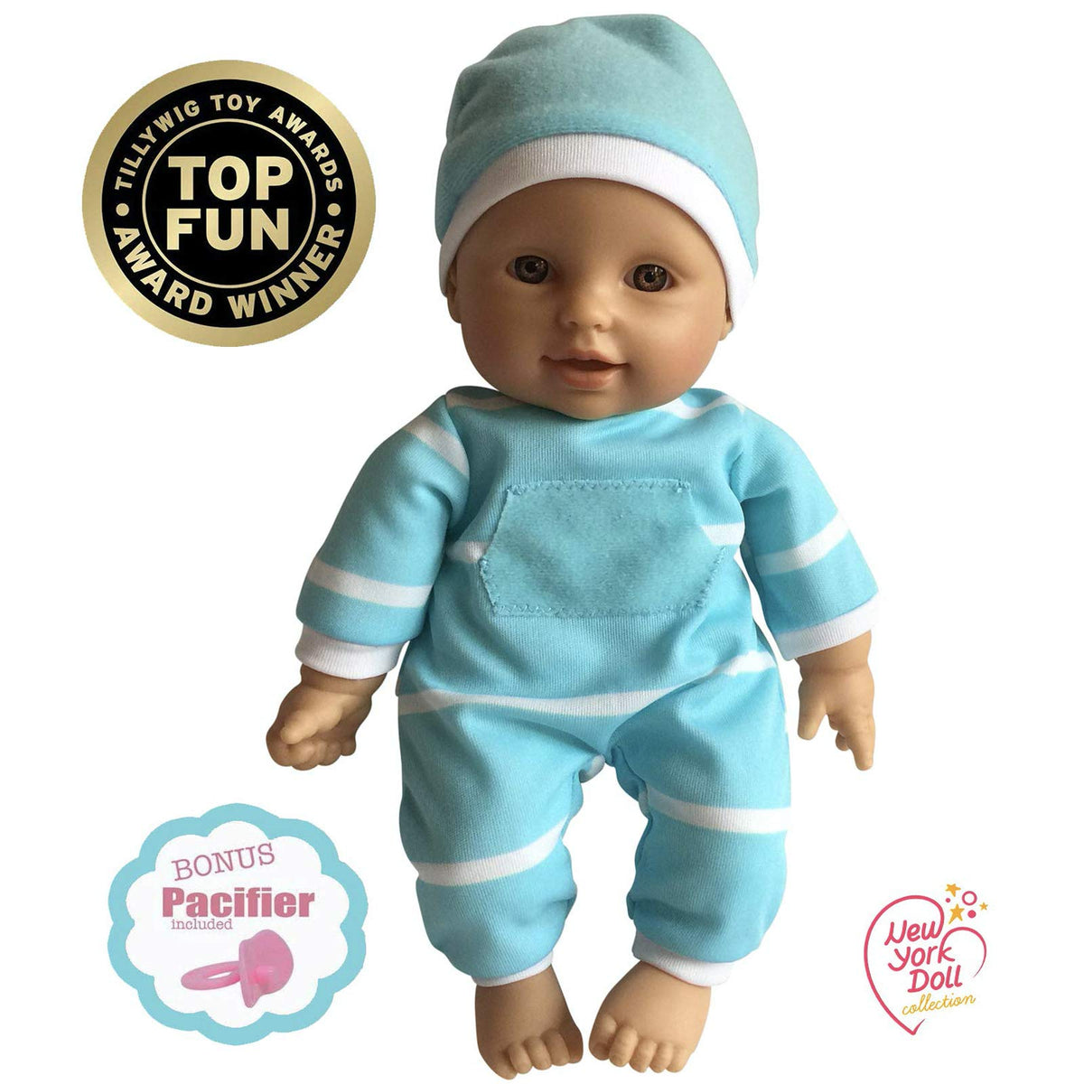 The New York Doll Collection 11 Inch Soft Body Baby Doll – Gift Box with Pacifier Included