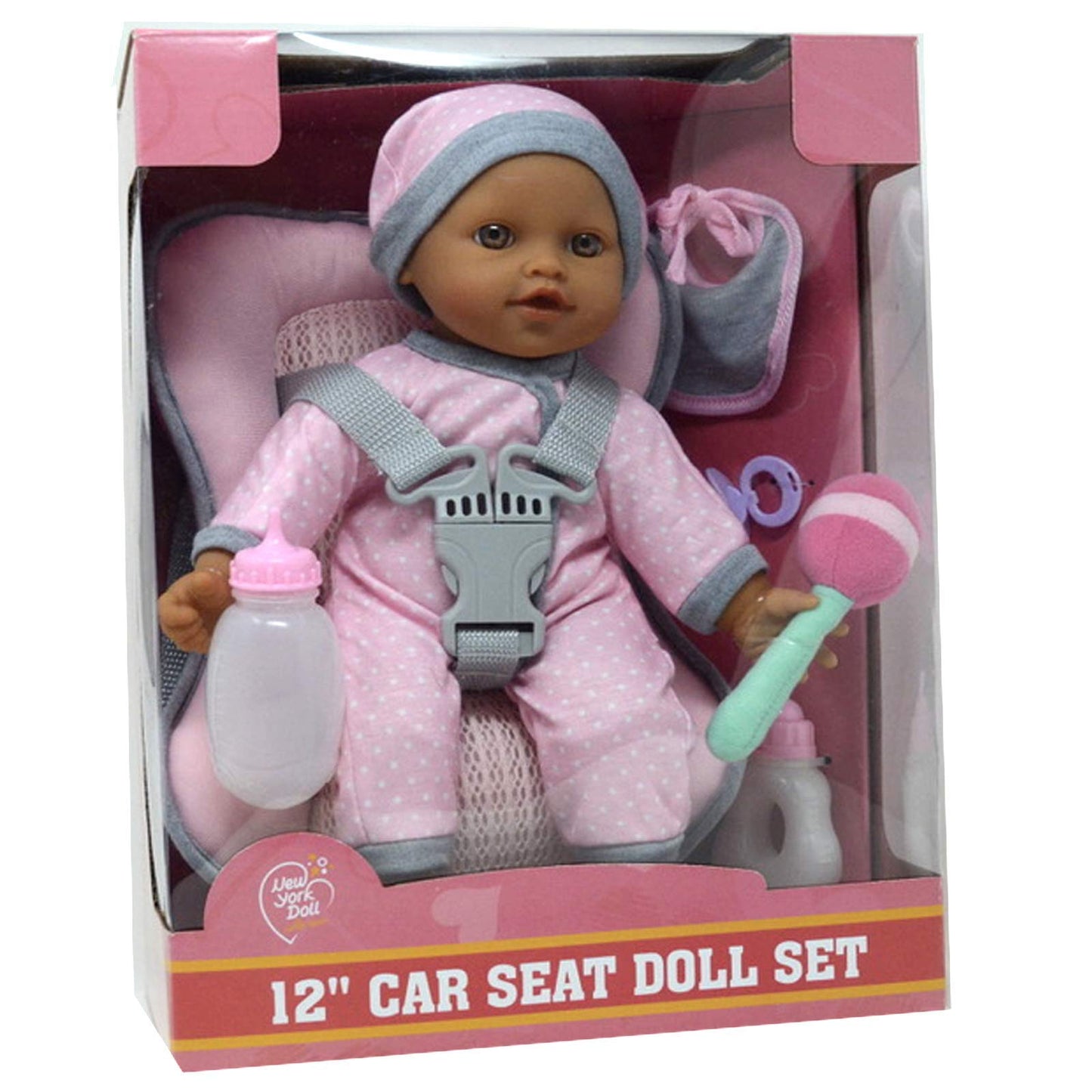 The New York Doll Collection: Baby Doll Carrier Car Seat & 12-Inch Soft Doll Kit